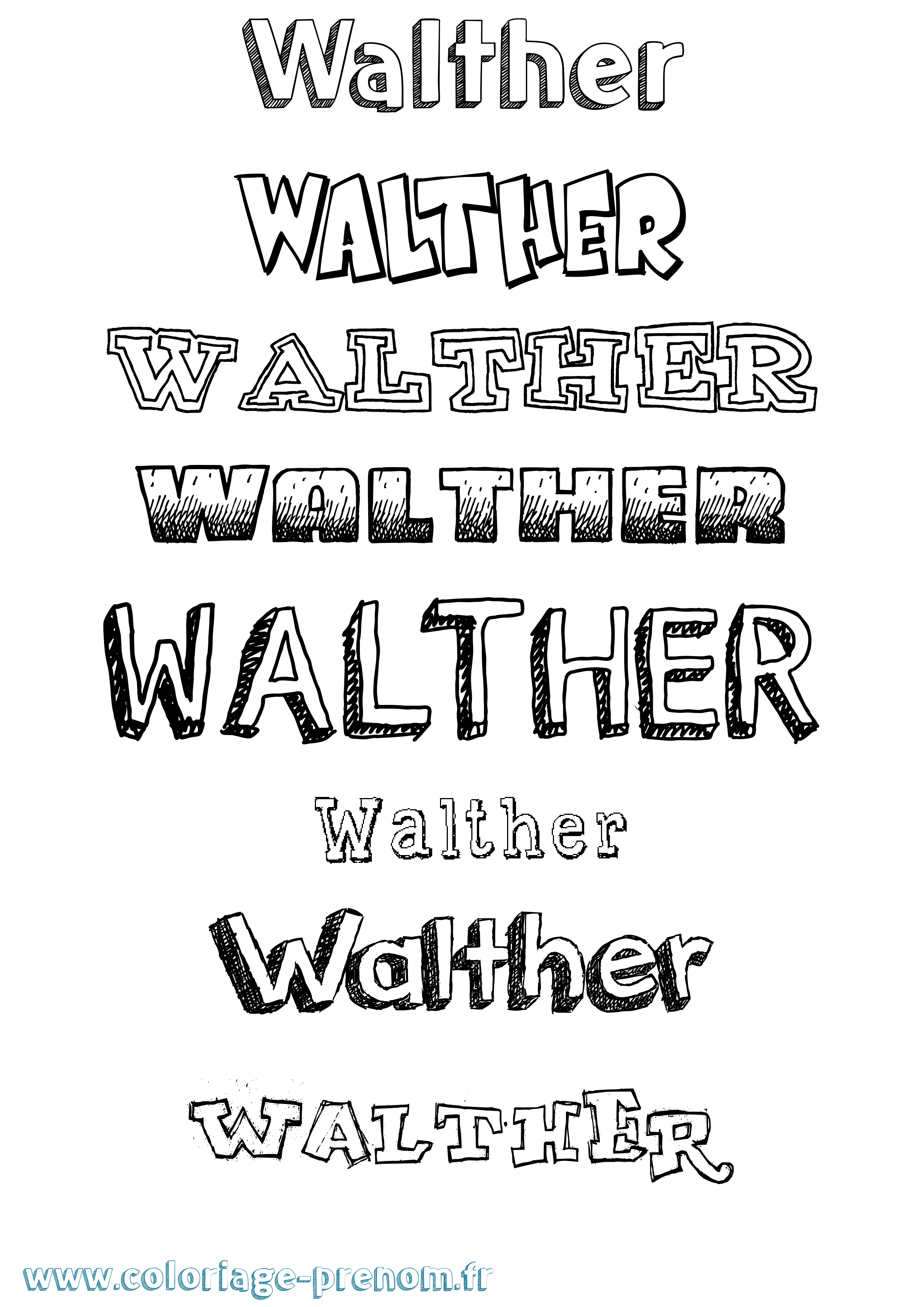 Coloriage Walther Dessiné Coloriage prénom Walther Dessiné