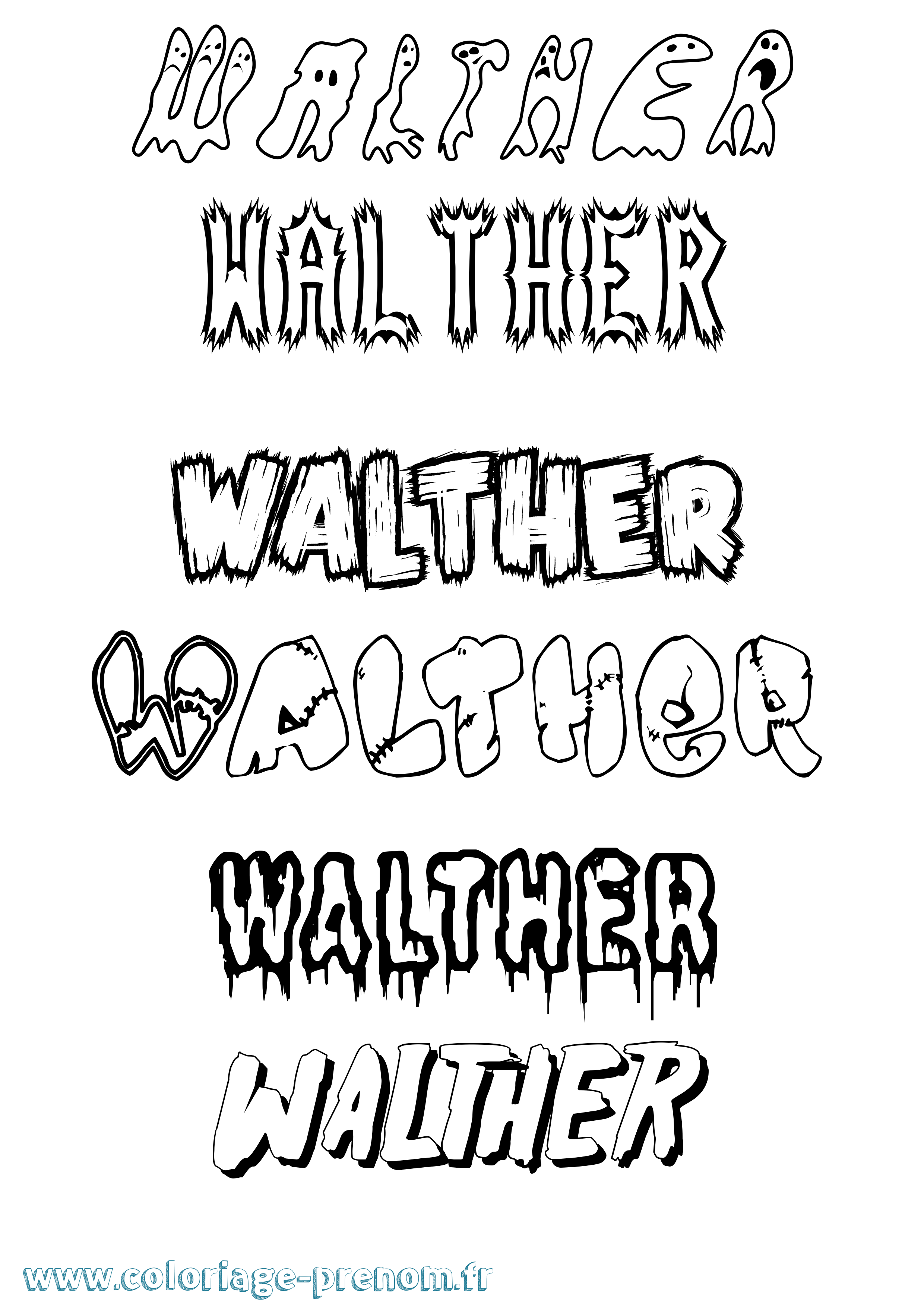 Coloriage Walther Frisson Coloriage prénom Walther Frisson