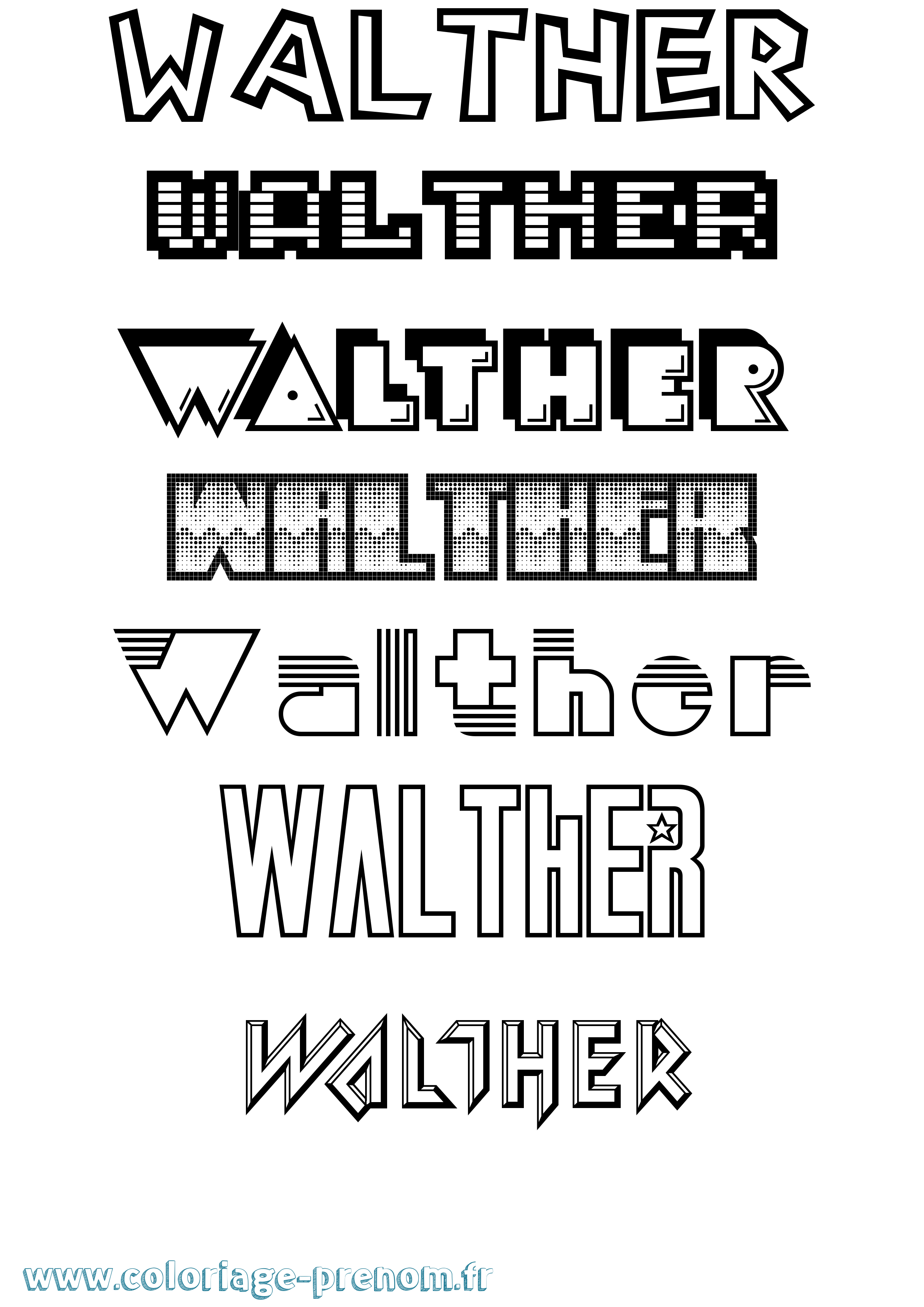 Coloriage Walther Jeux Vidéos Coloriage prénom Walther Jeux Vidéos