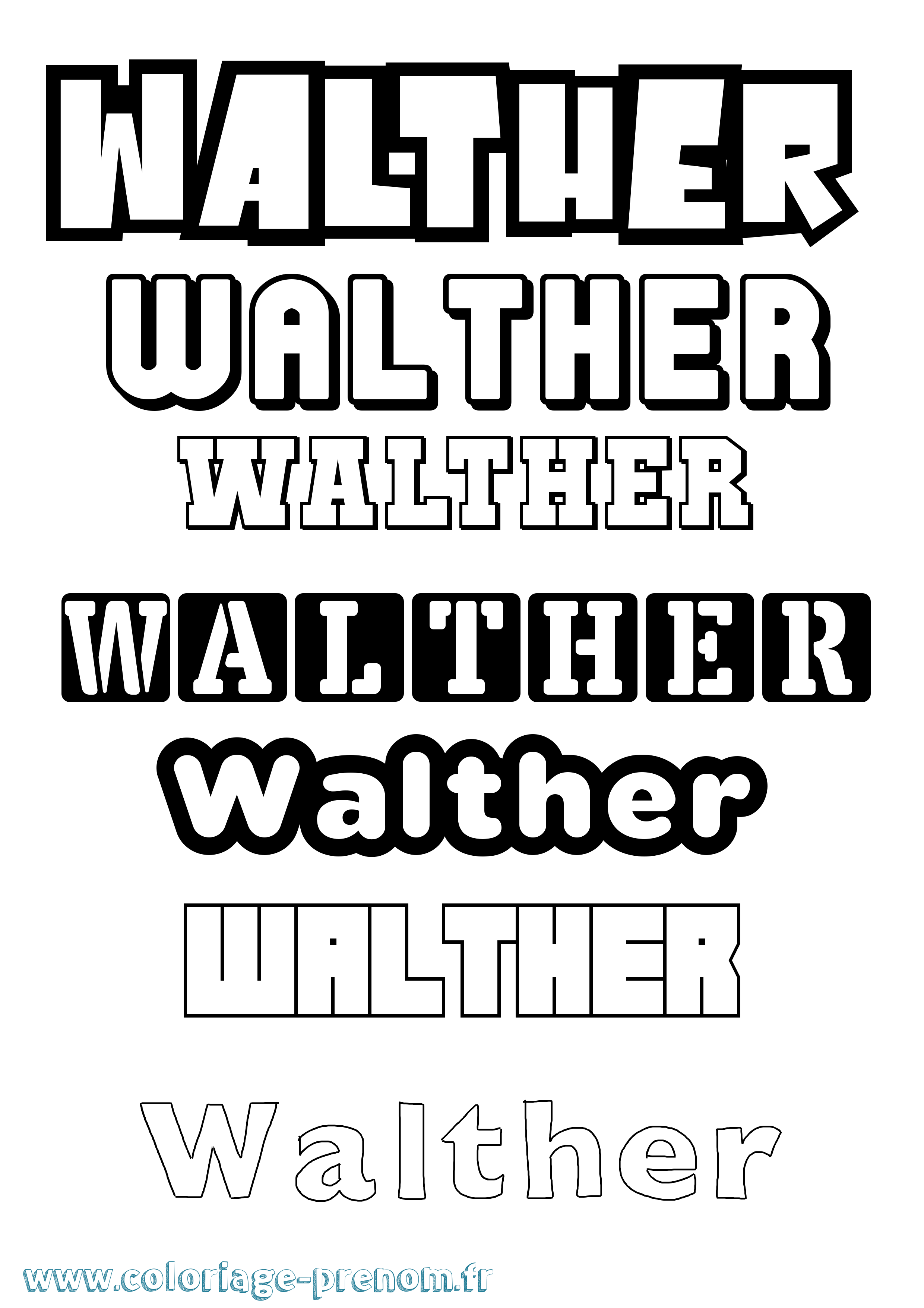 Coloriage Walther Simple Coloriage prénom Walther Simple