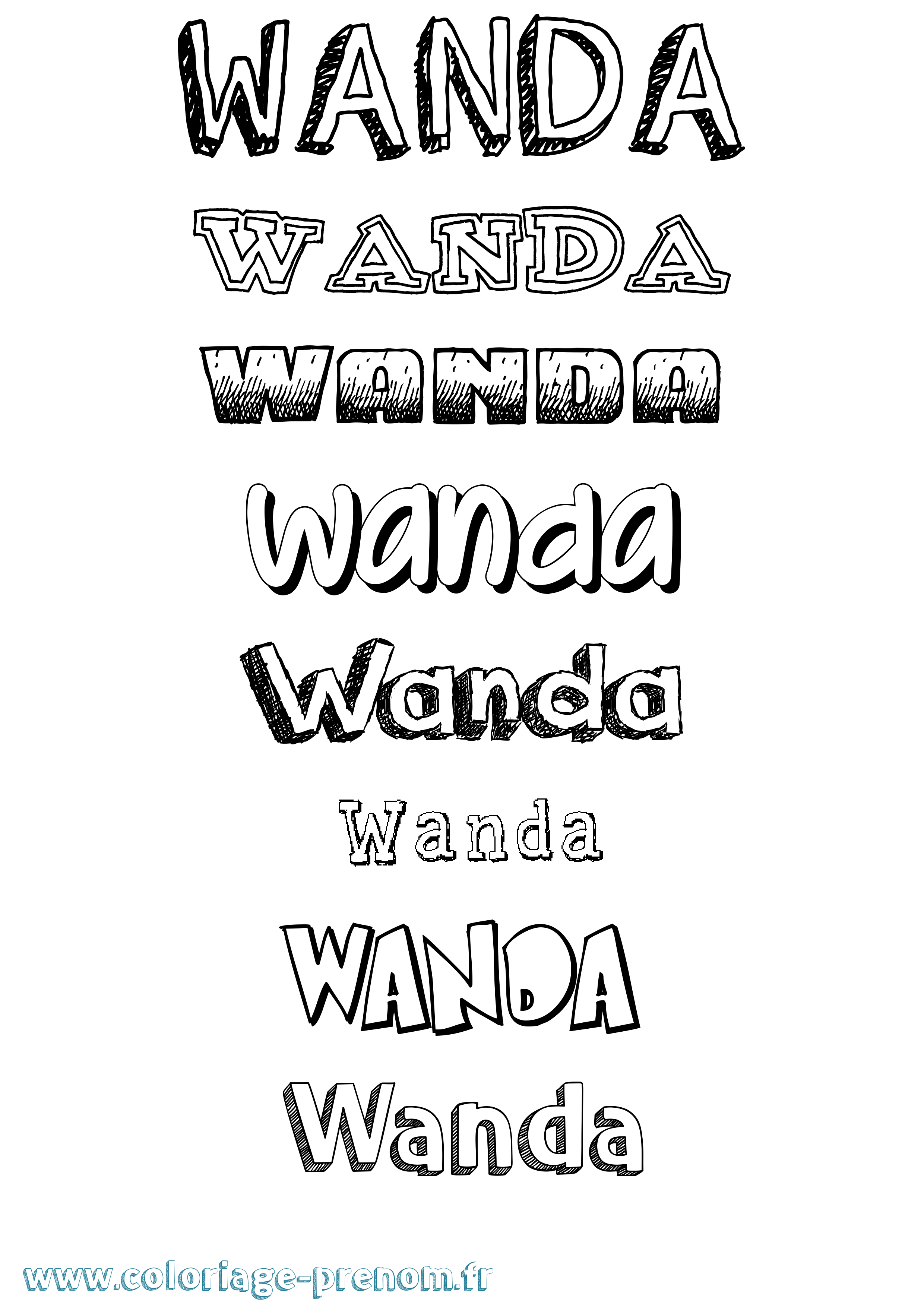 Coloriage prénom Wanda Dessiné
