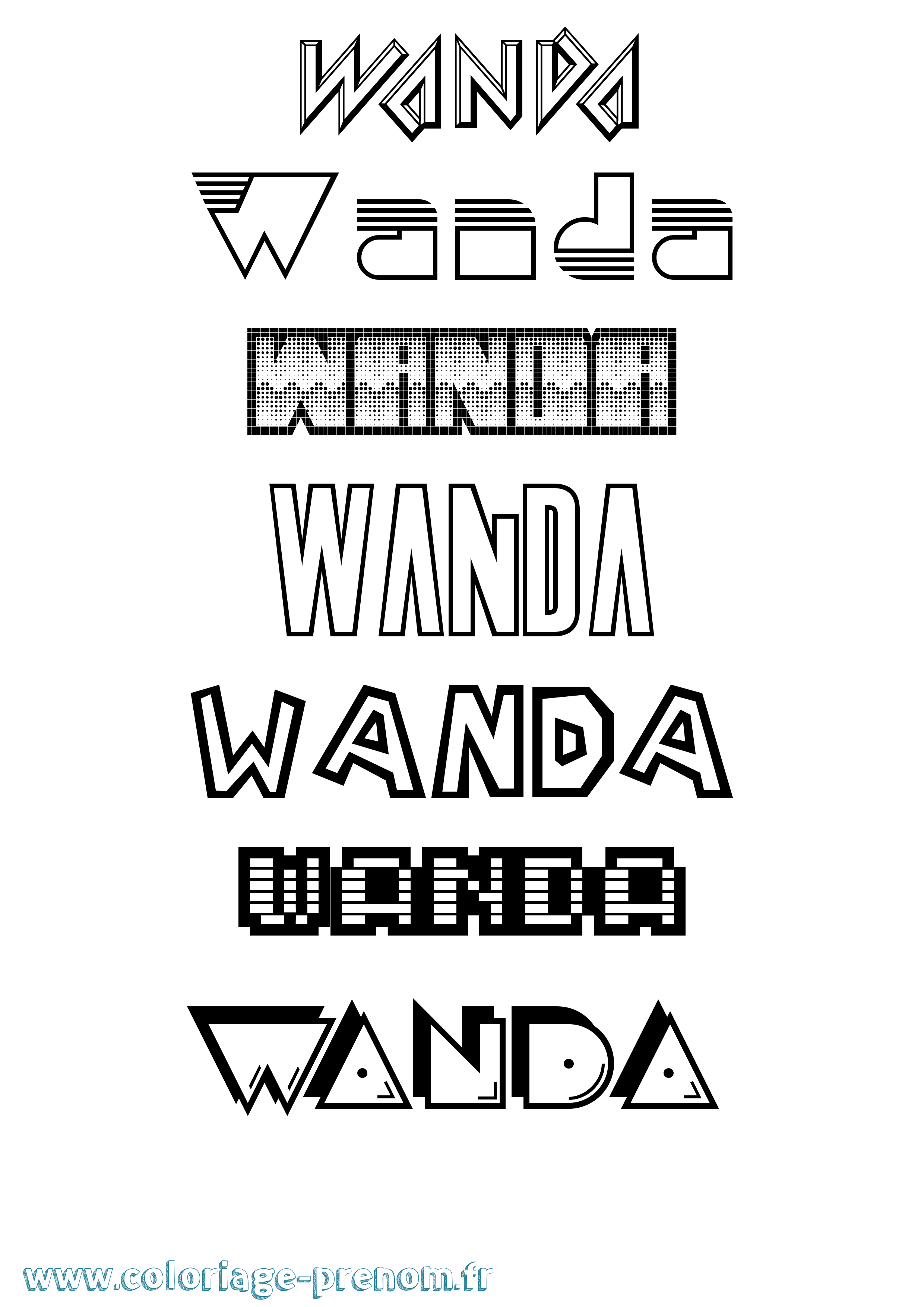 Coloriage prénom Wanda Jeux Vidéos