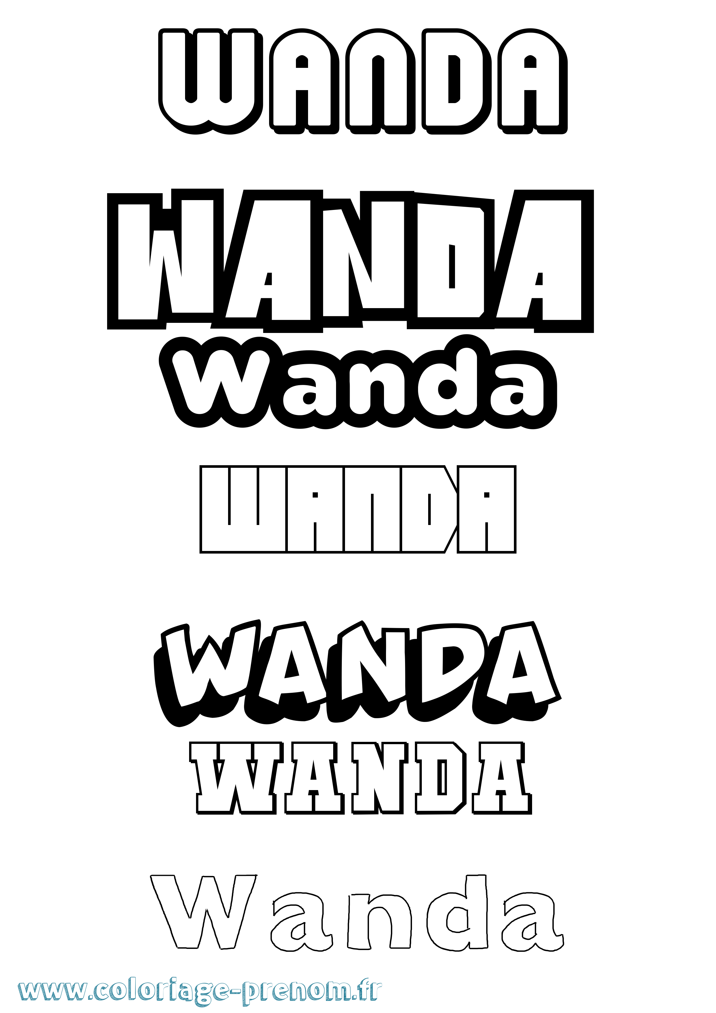 Coloriage prénom Wanda Simple