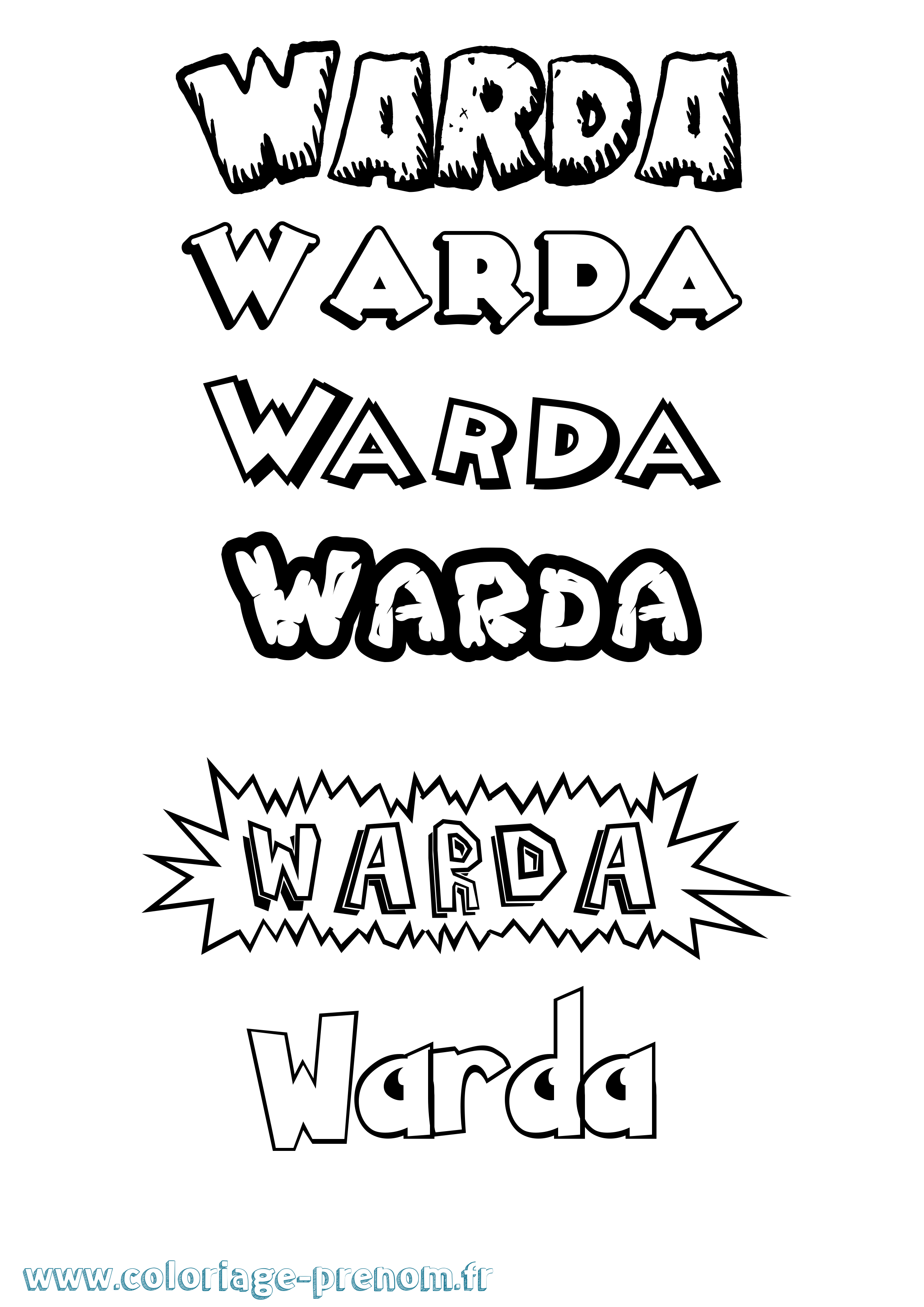 Coloriage prénom Warda Dessin Animé