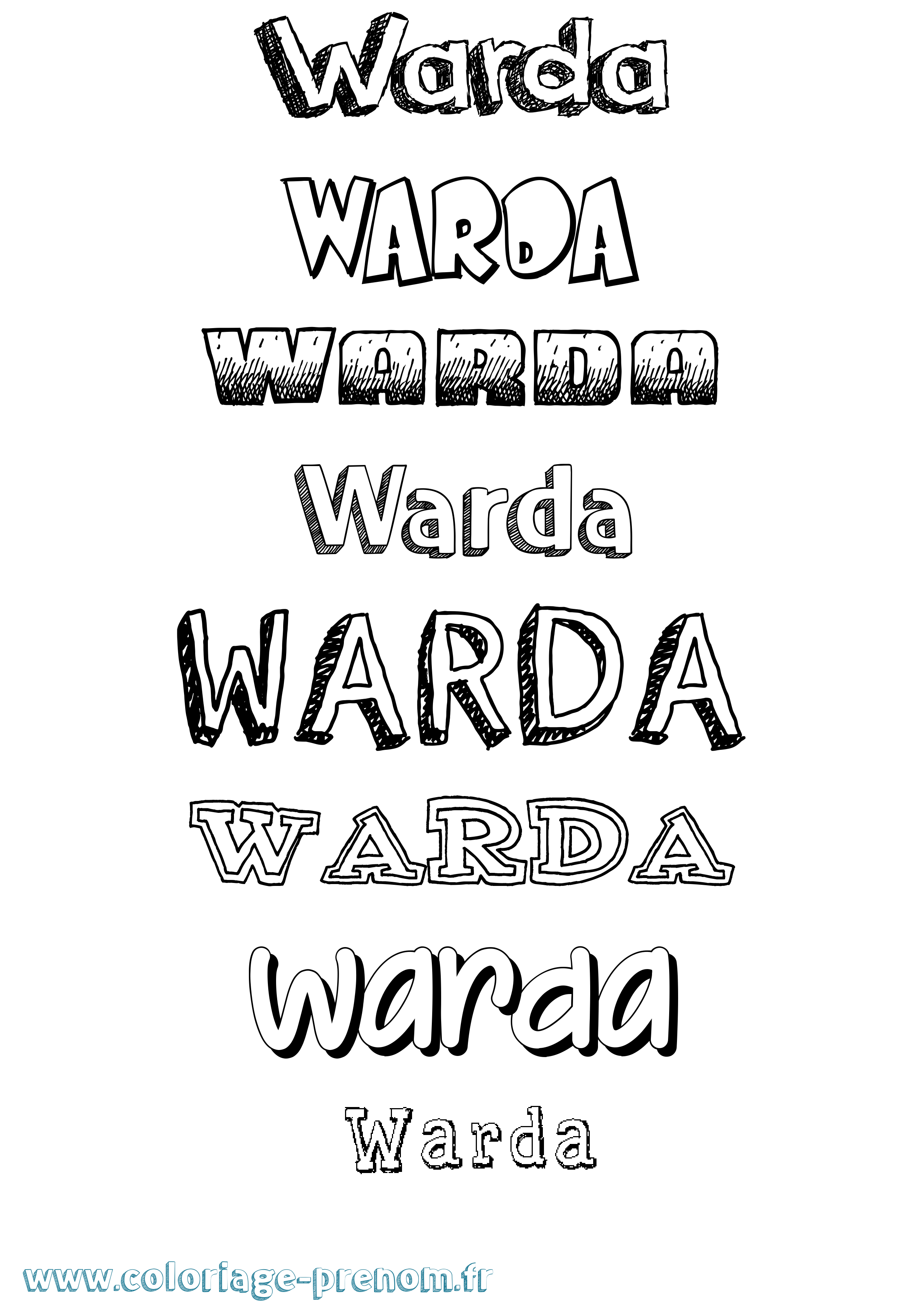 Coloriage prénom Warda Dessiné