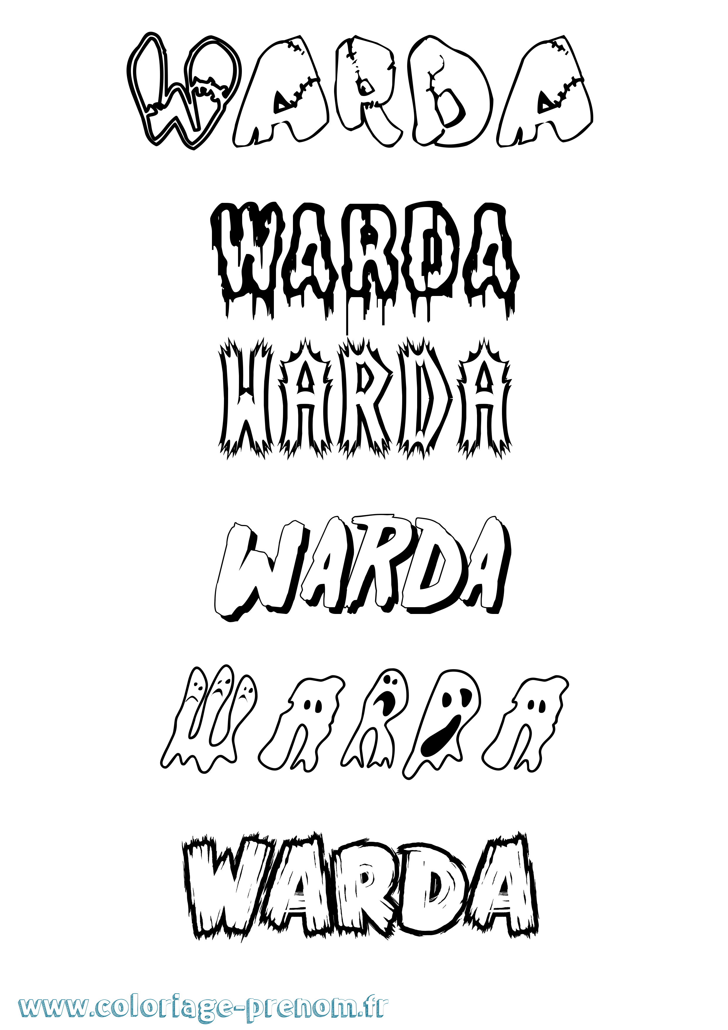 Coloriage prénom Warda Frisson