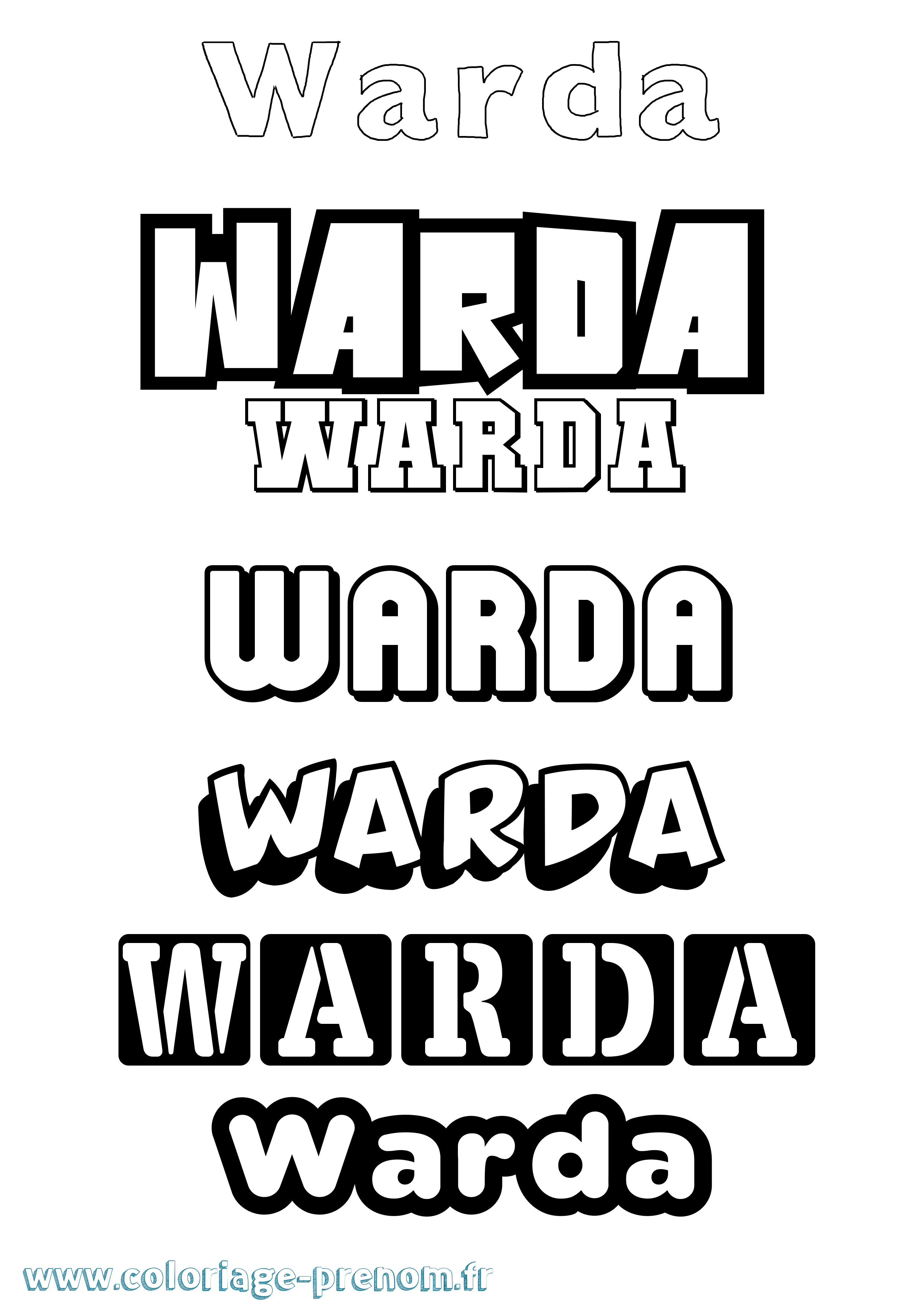 Coloriage prénom Warda Simple