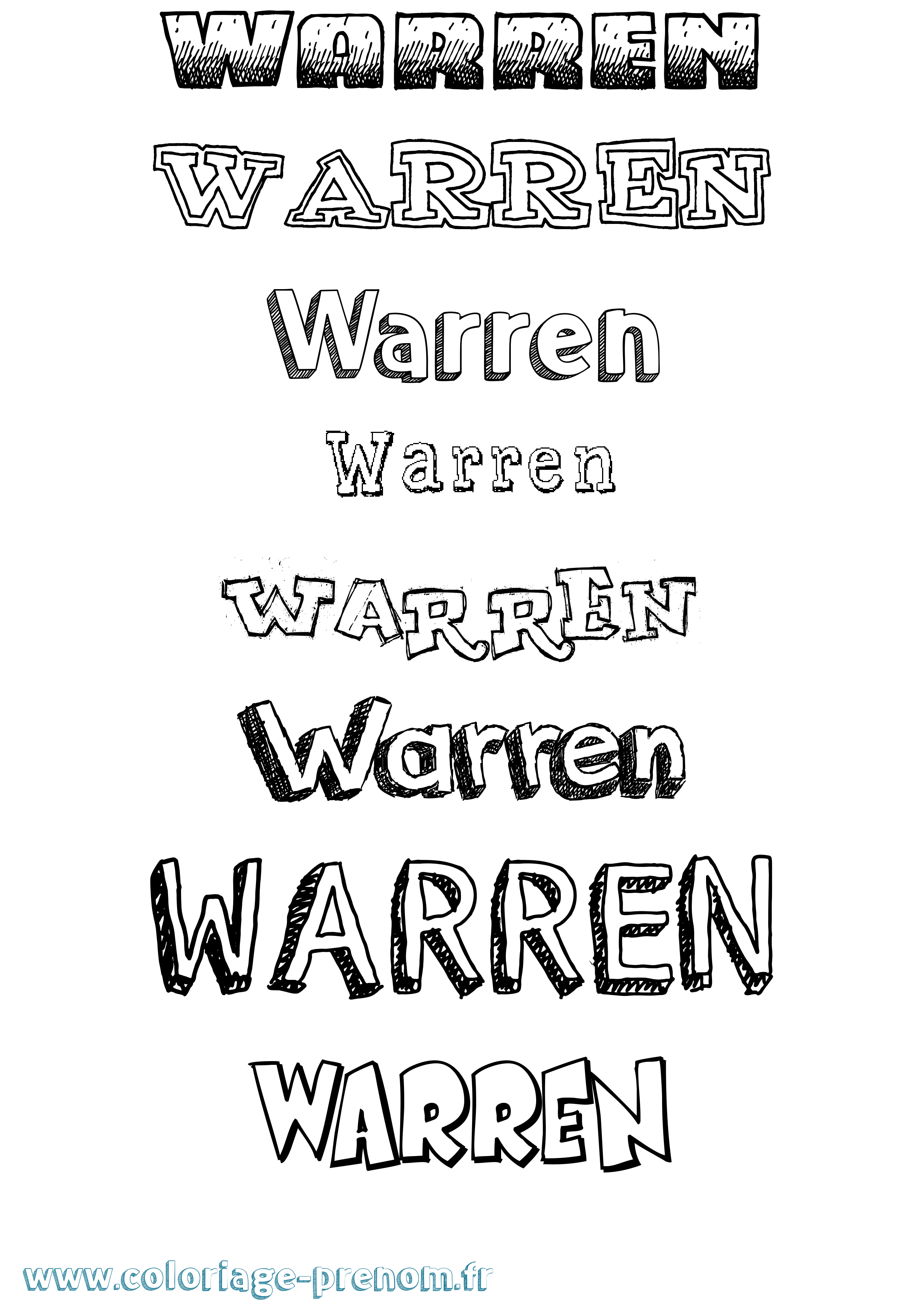 Coloriage prénom Warren Dessiné