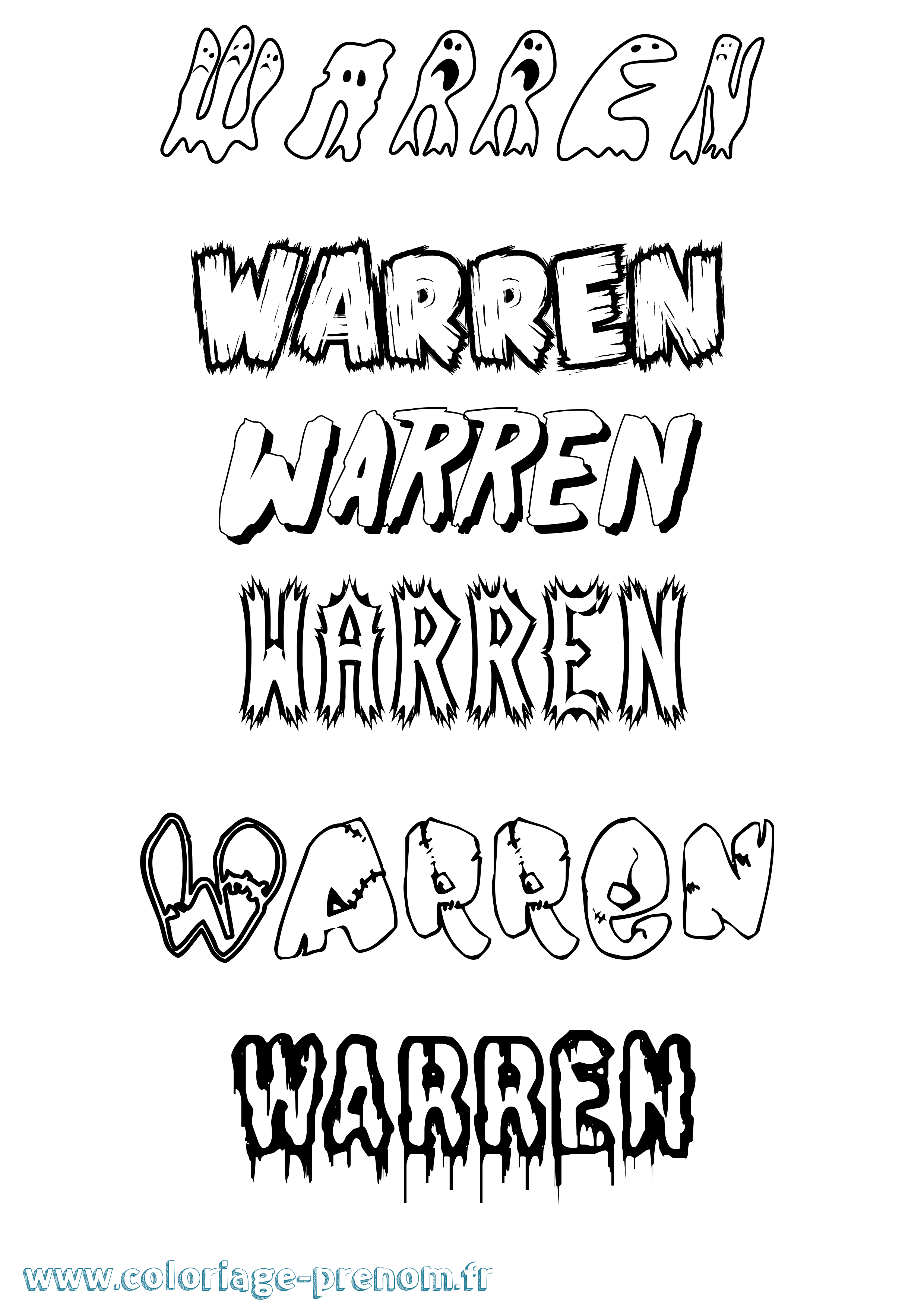 Coloriage prénom Warren Frisson