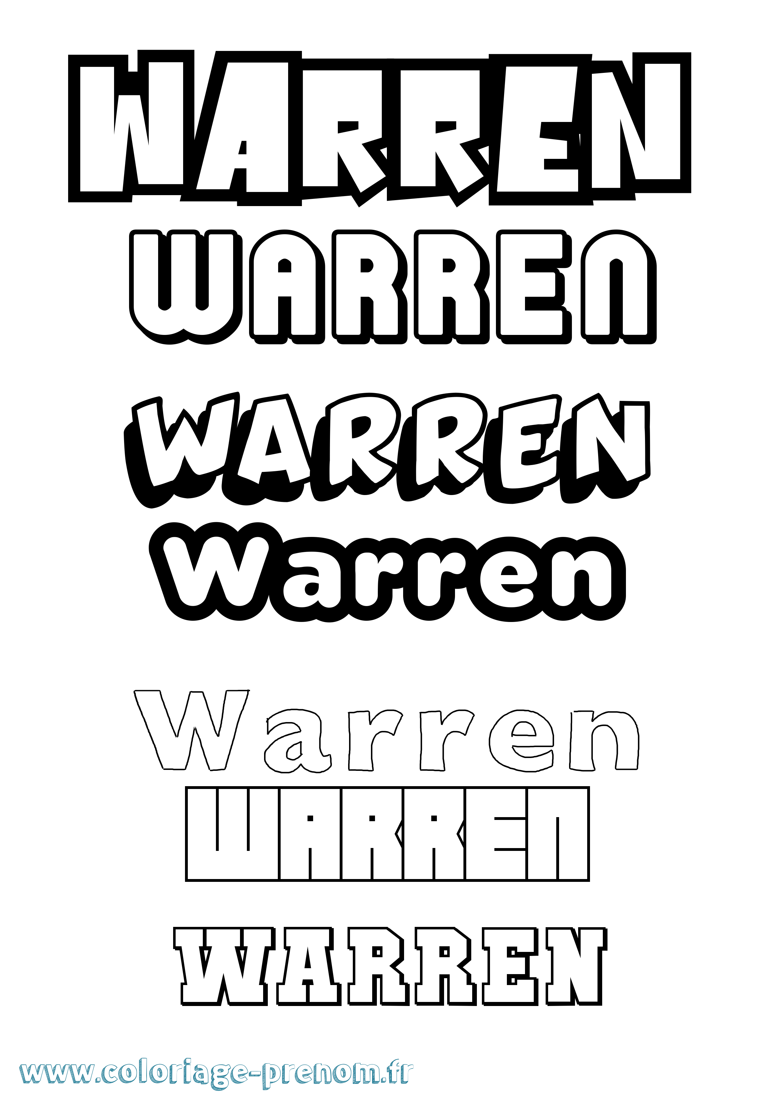 Coloriage prénom Warren Simple