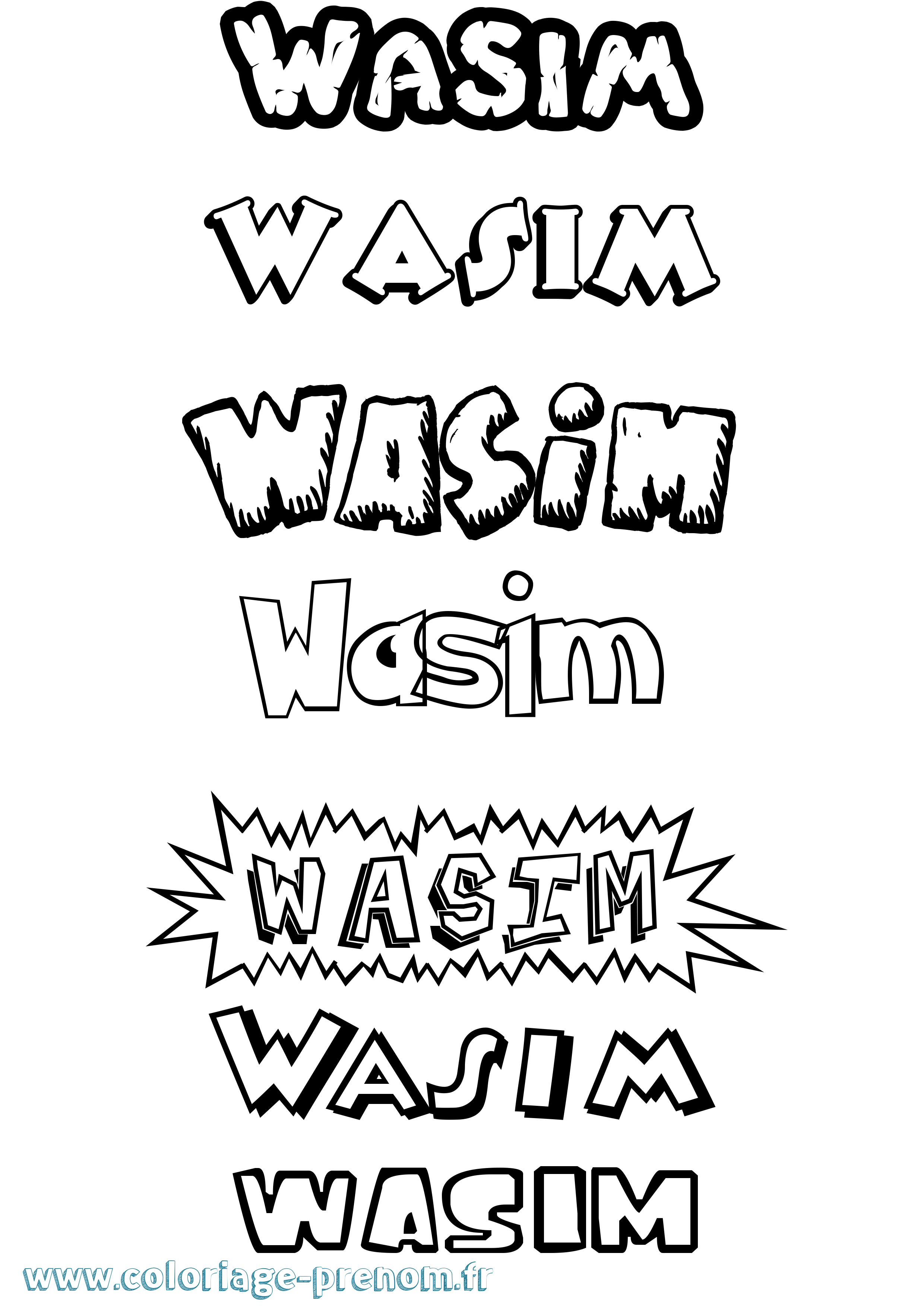 Coloriage prénom Wasim Dessin Animé