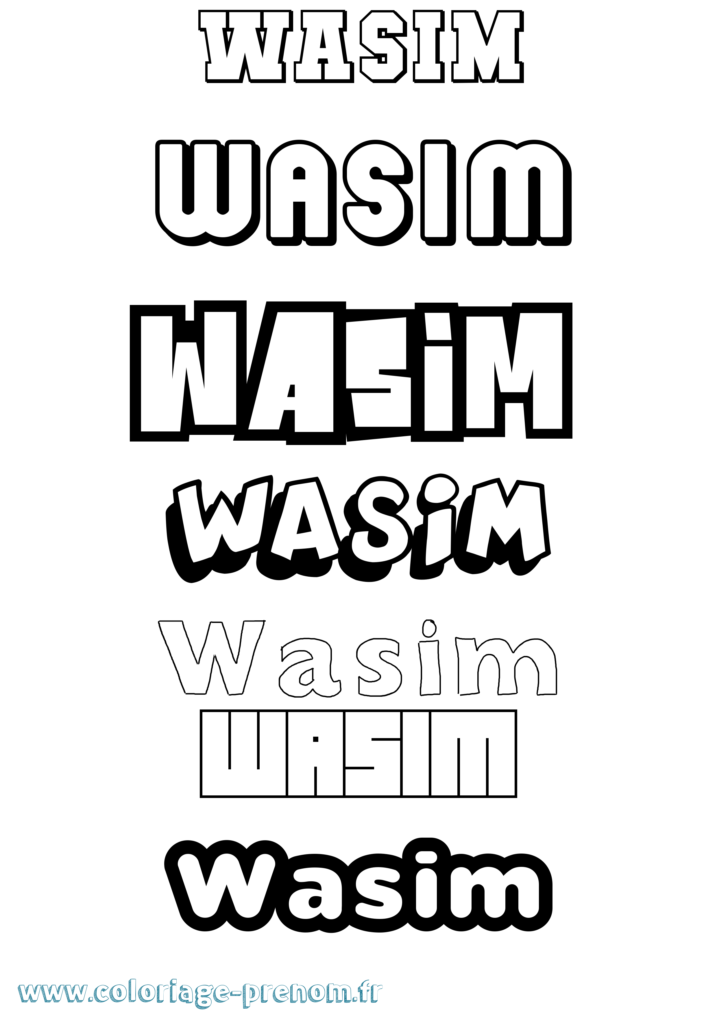 Coloriage prénom Wasim Simple