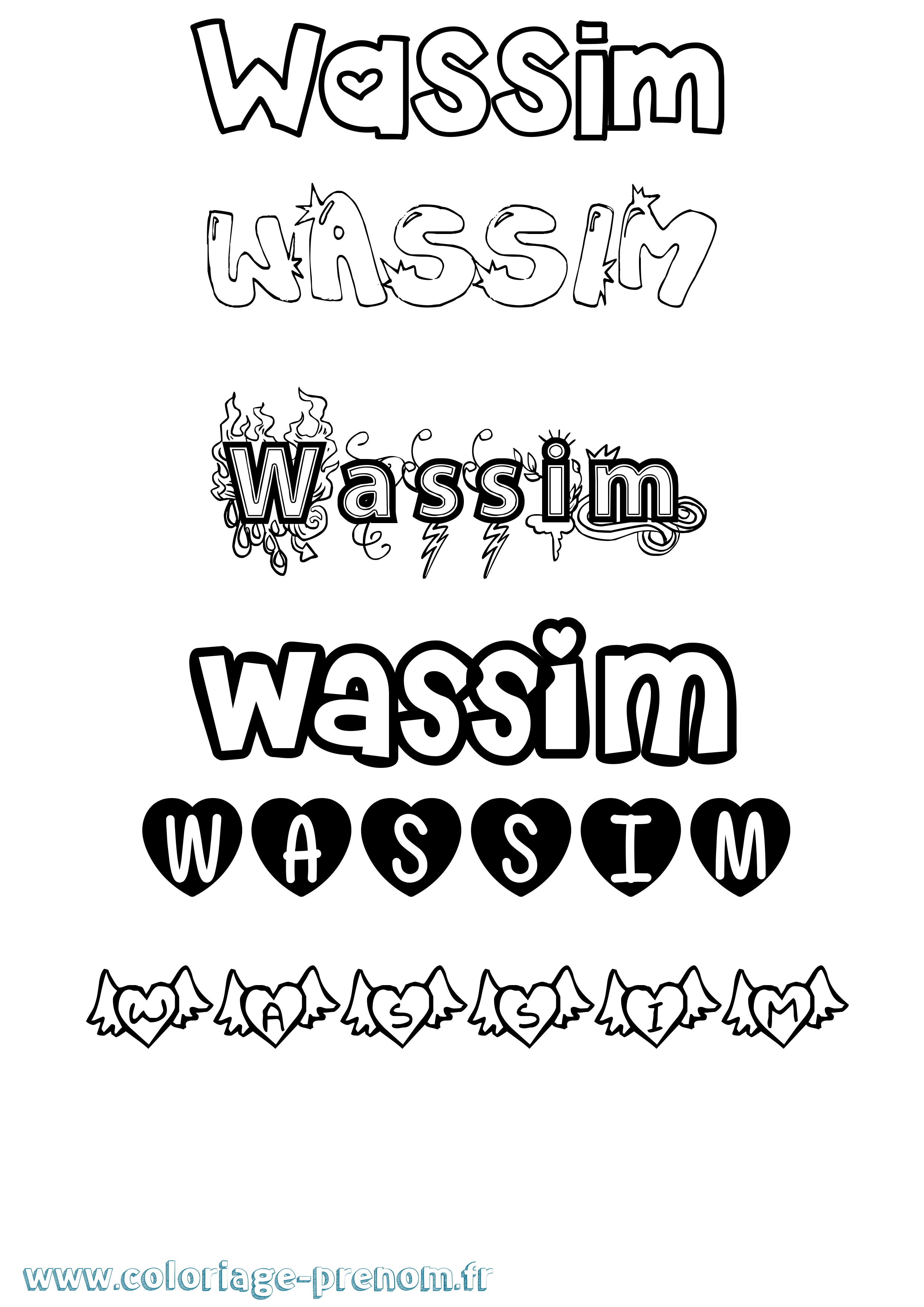 Coloriage prénom Wassim