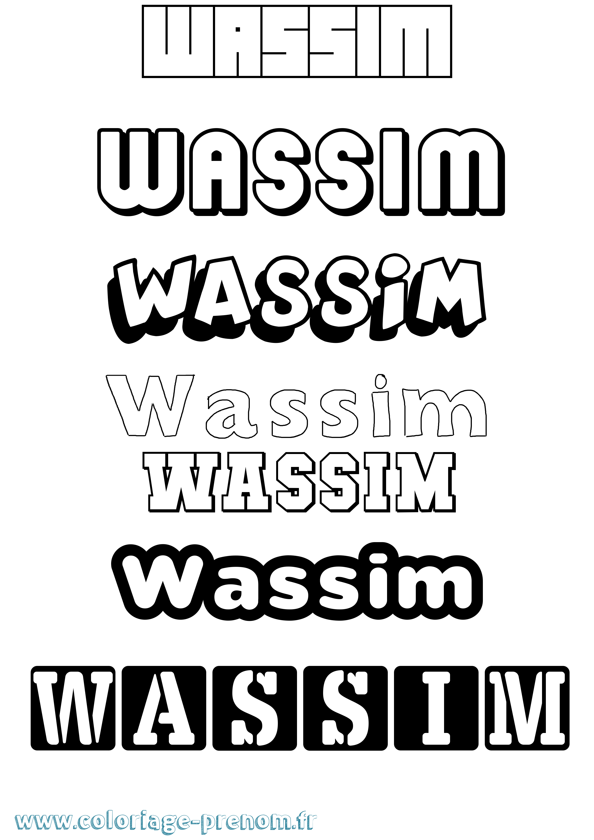 Coloriage prénom Wassim