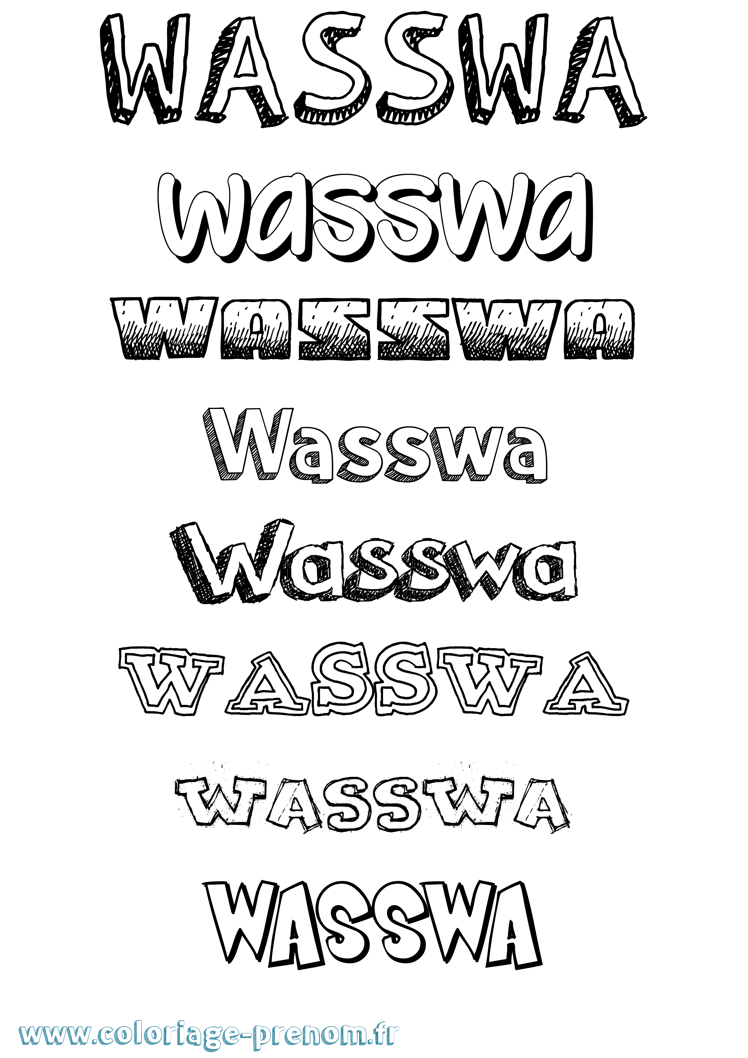 Coloriage prénom Wasswa Dessiné