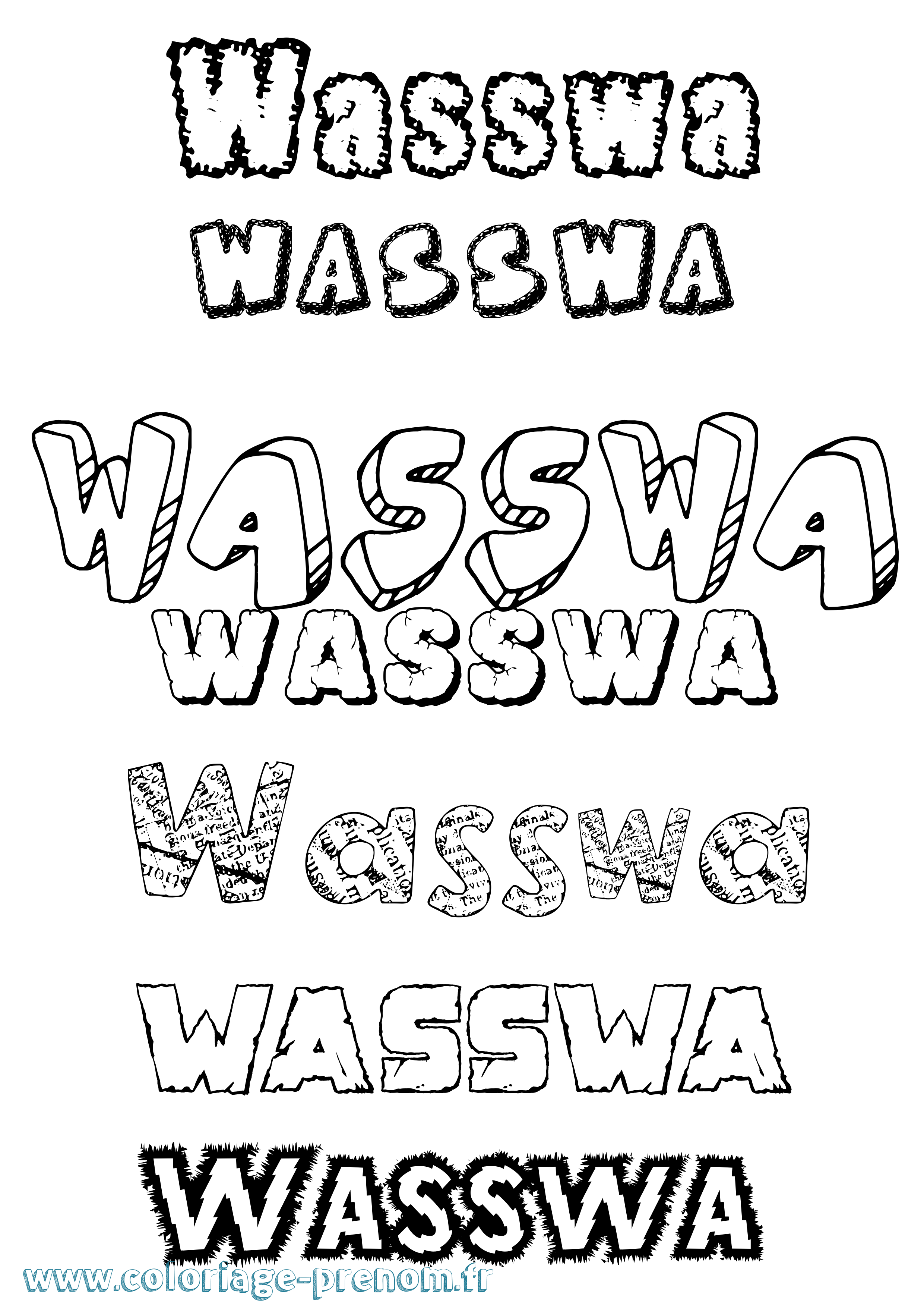 Coloriage prénom Wasswa Destructuré