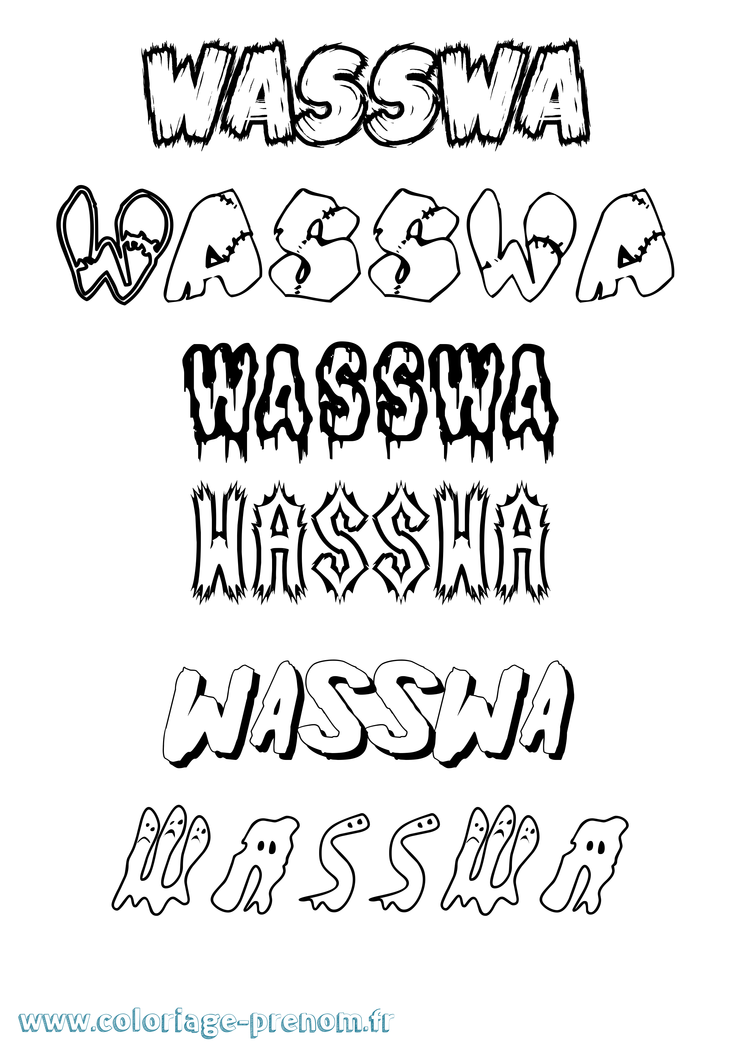 Coloriage prénom Wasswa Frisson