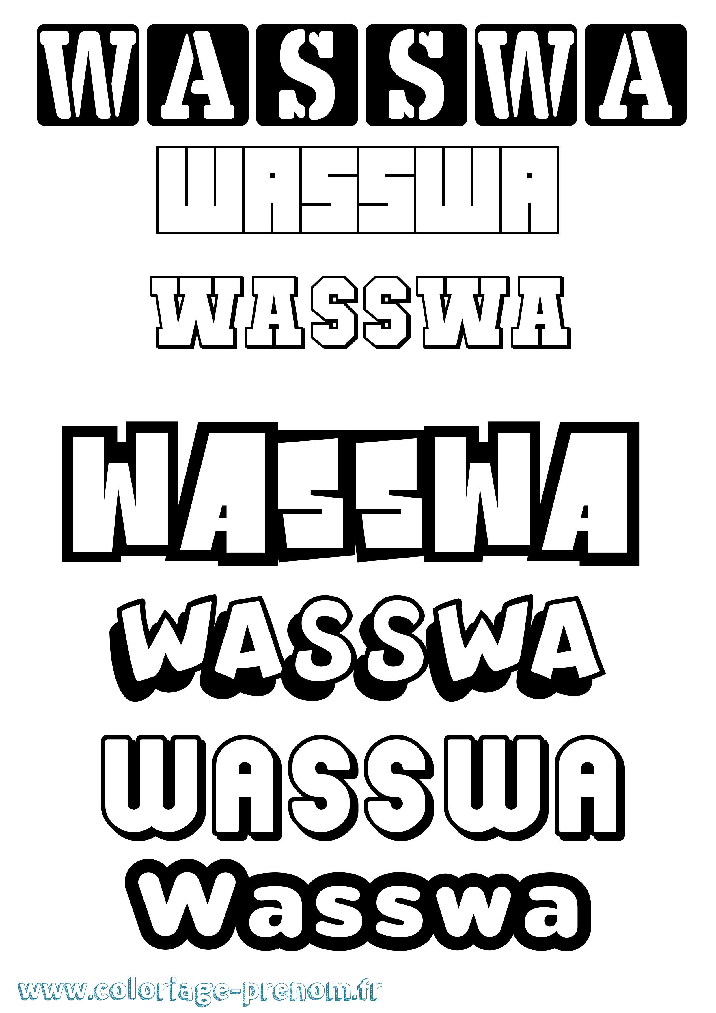 Coloriage prénom Wasswa Simple