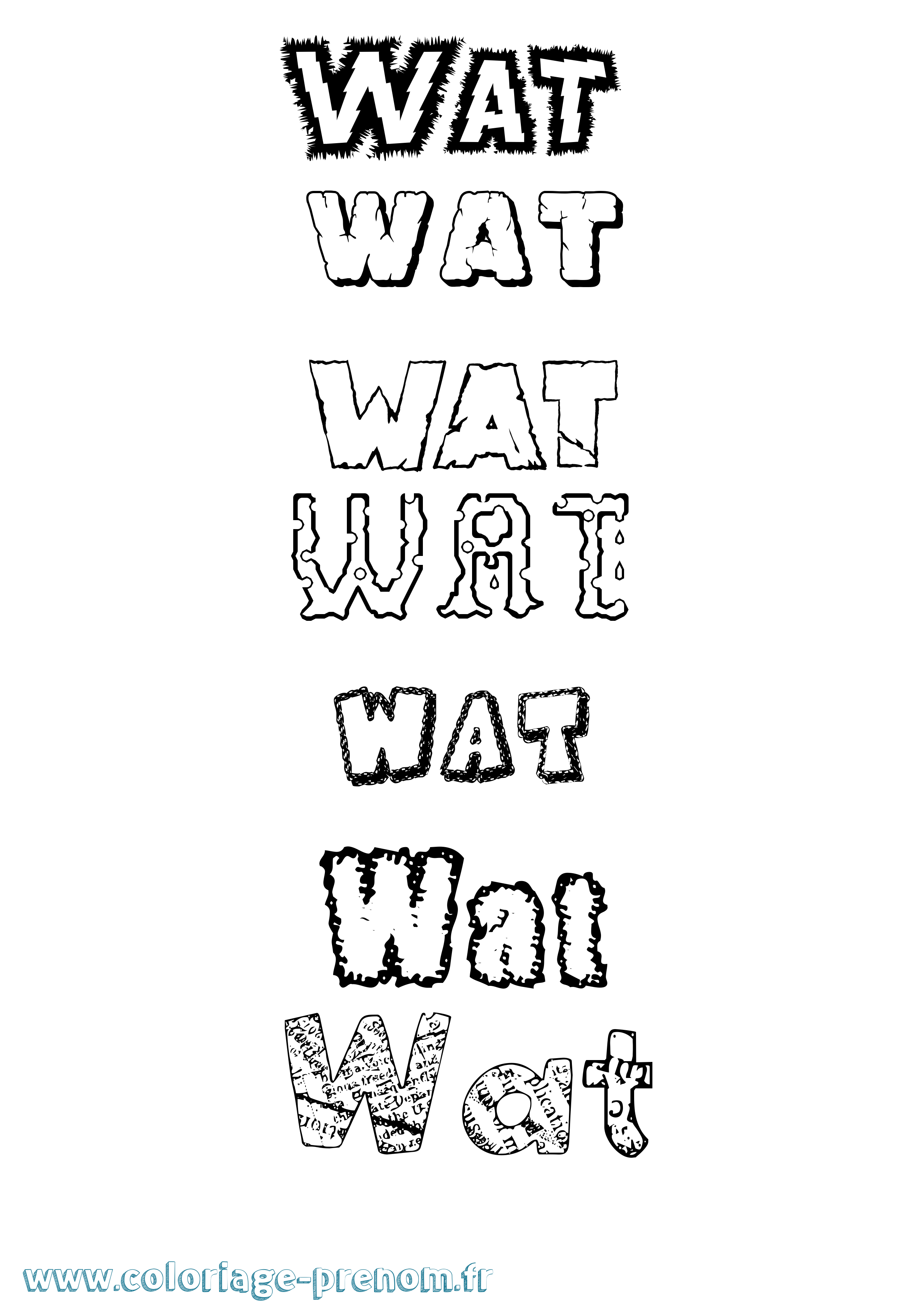 Coloriage Wat Destructuré Coloriage prénom Wat Destructuré