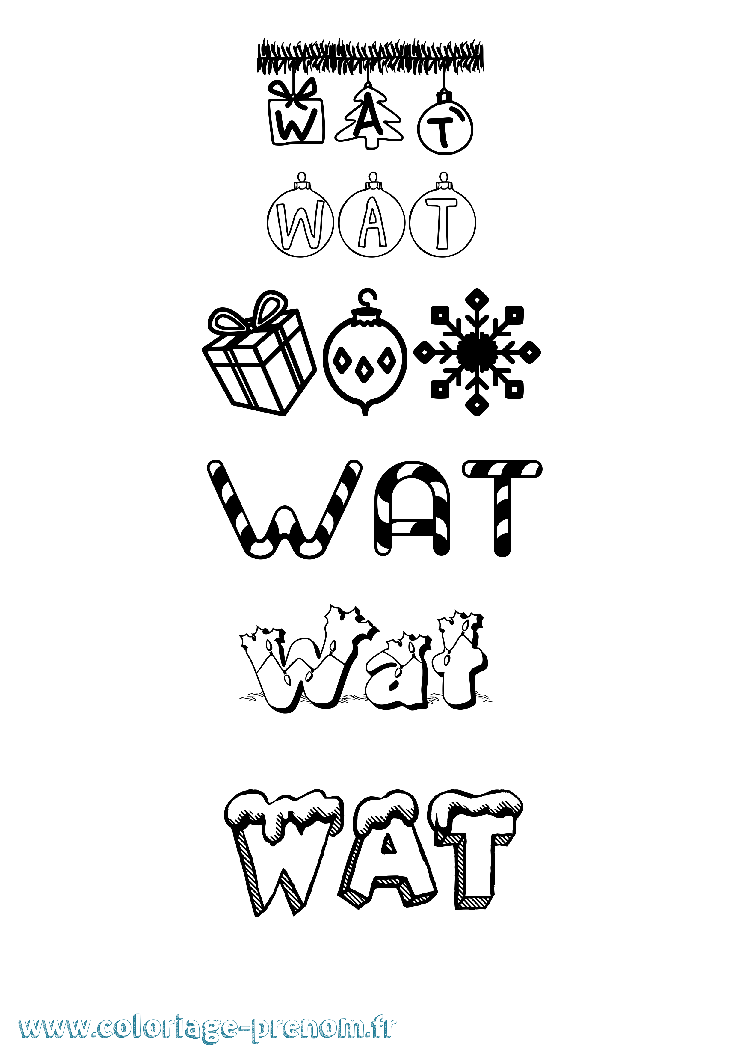 Coloriage Wat Noël Coloriage prénom Wat Noël