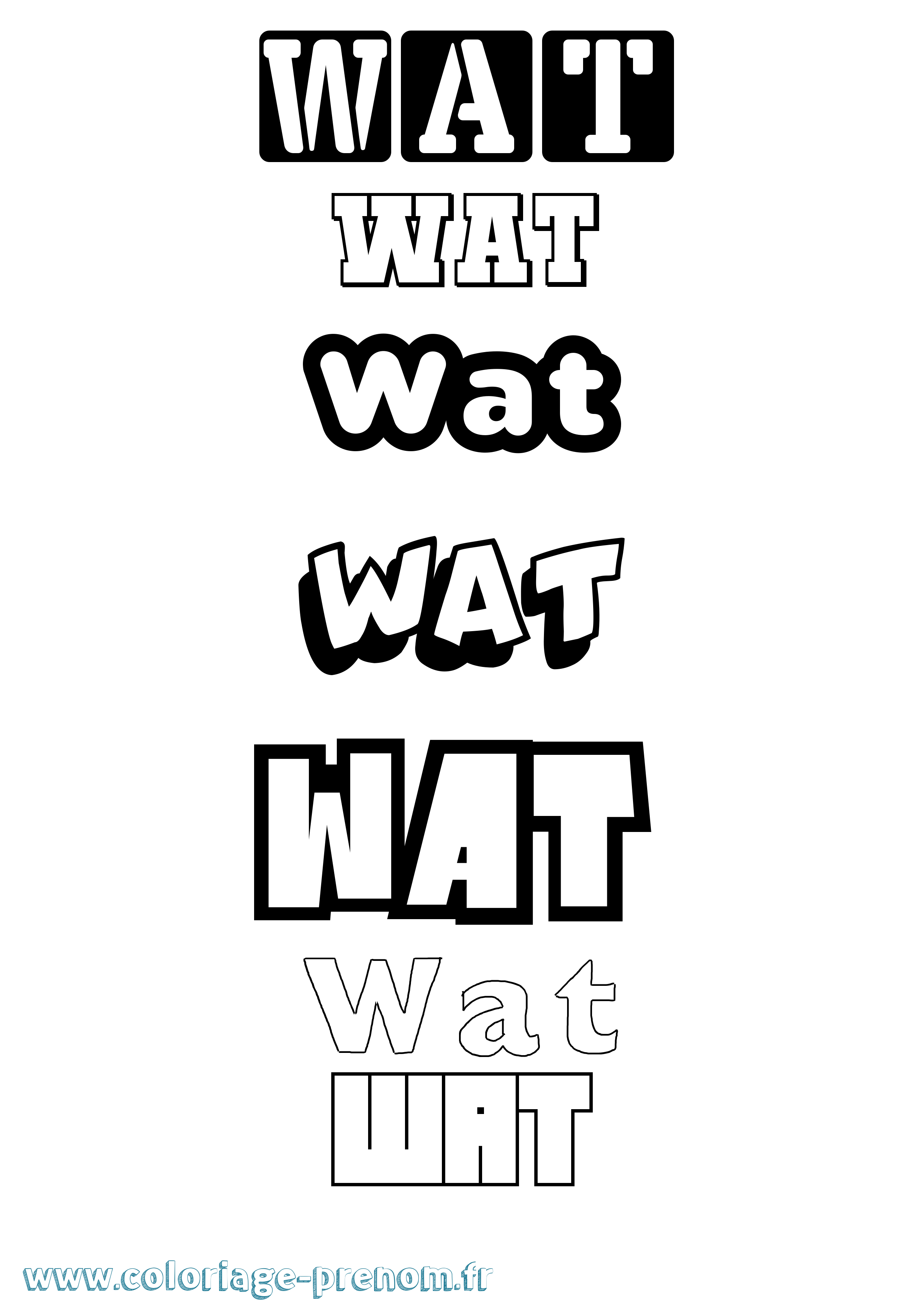 Coloriage Wat Simple Coloriage prénom Wat Simple