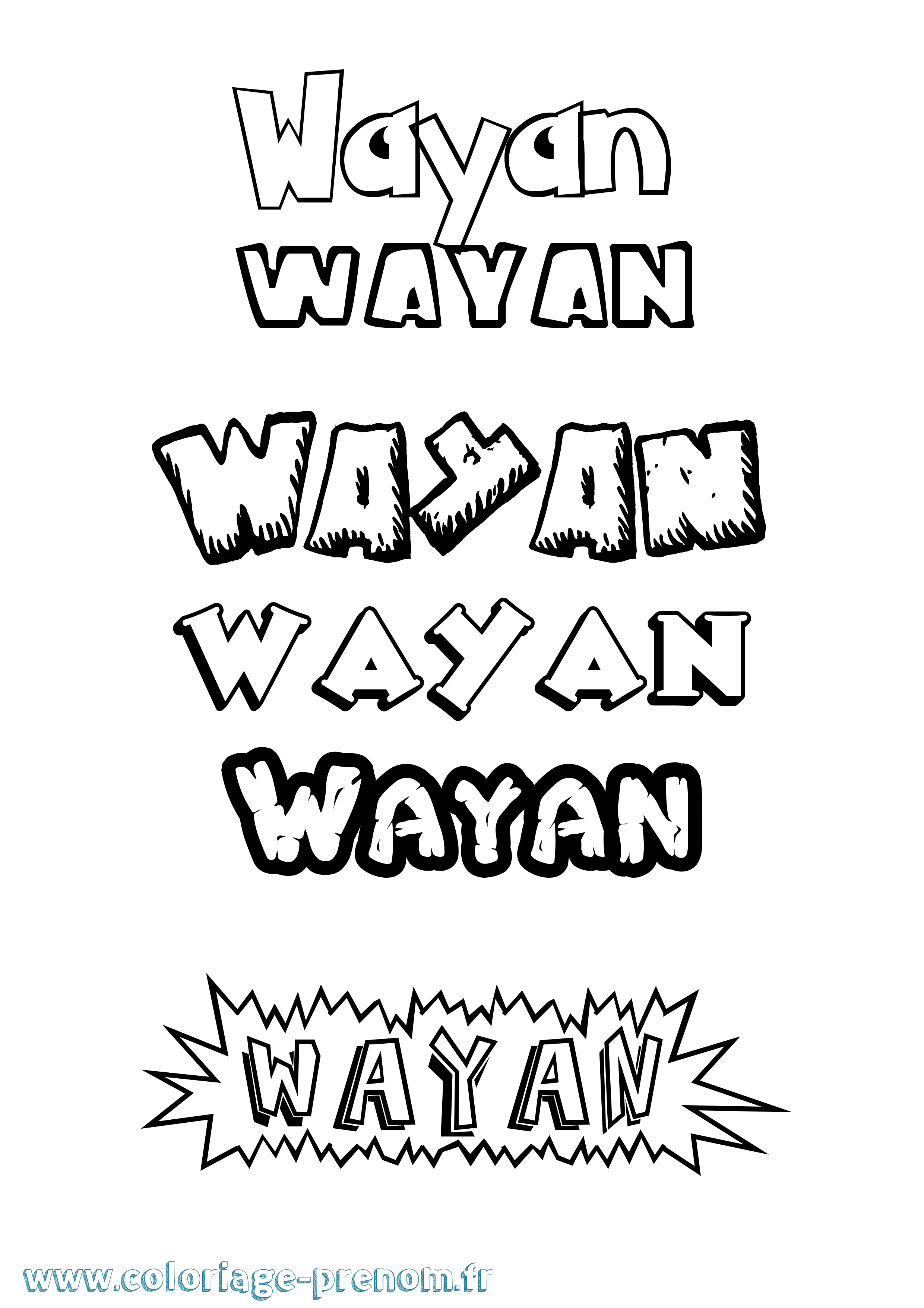 Coloriage prénom Wayan Dessin Animé