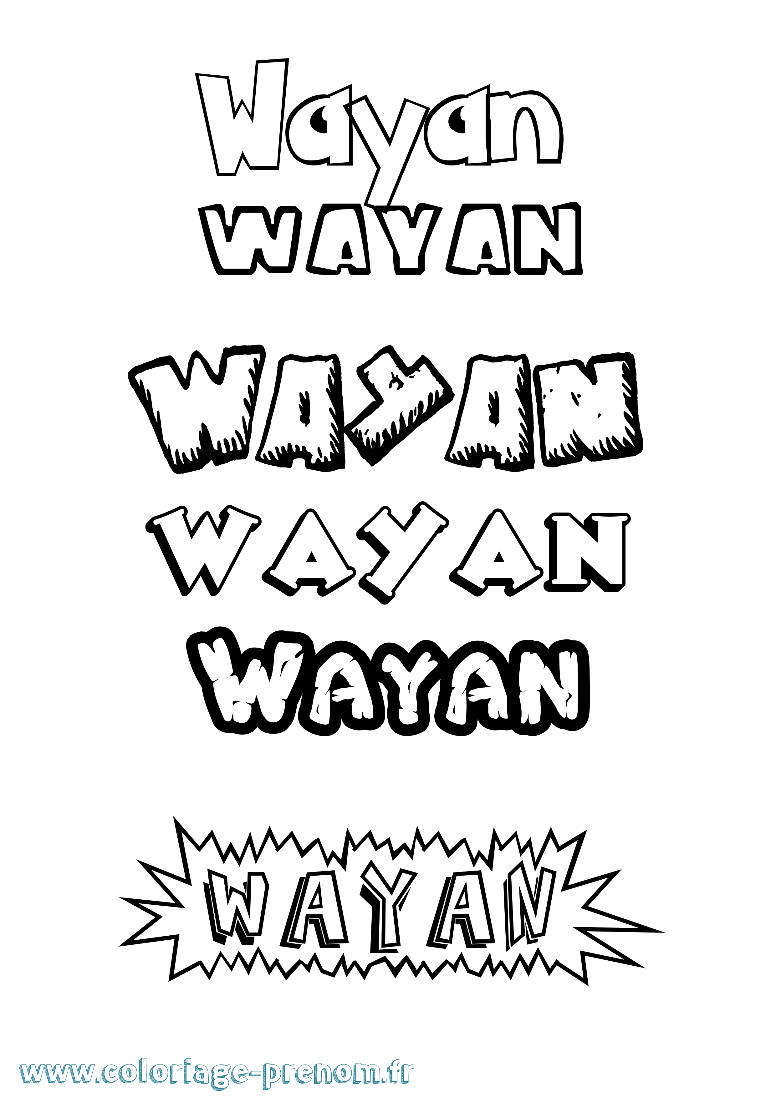 Coloriage Wayan Dessin Animé Coloriage prénom Wayan Dessin Animé