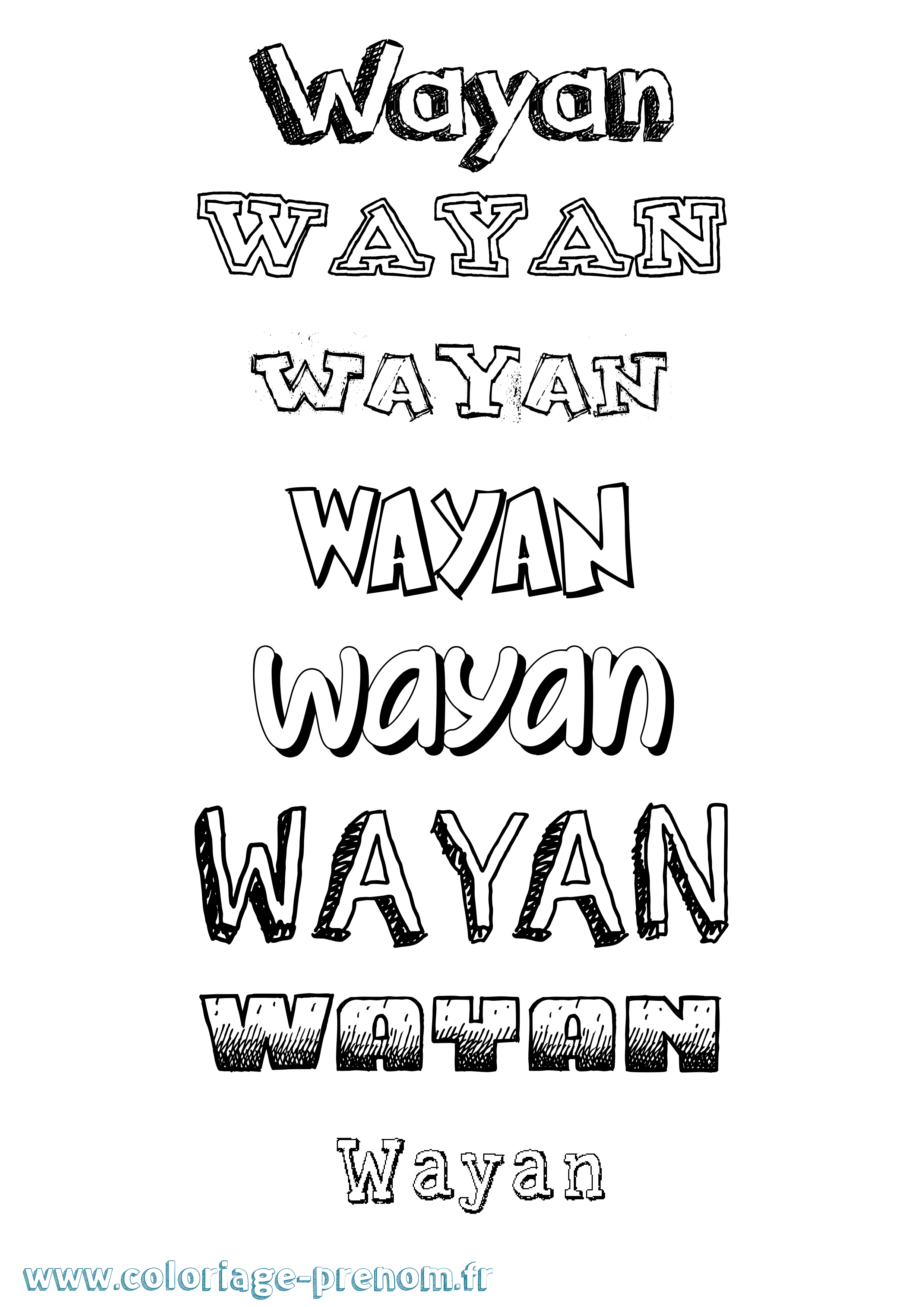 Coloriage Wayan Dessiné Coloriage prénom Wayan Dessiné