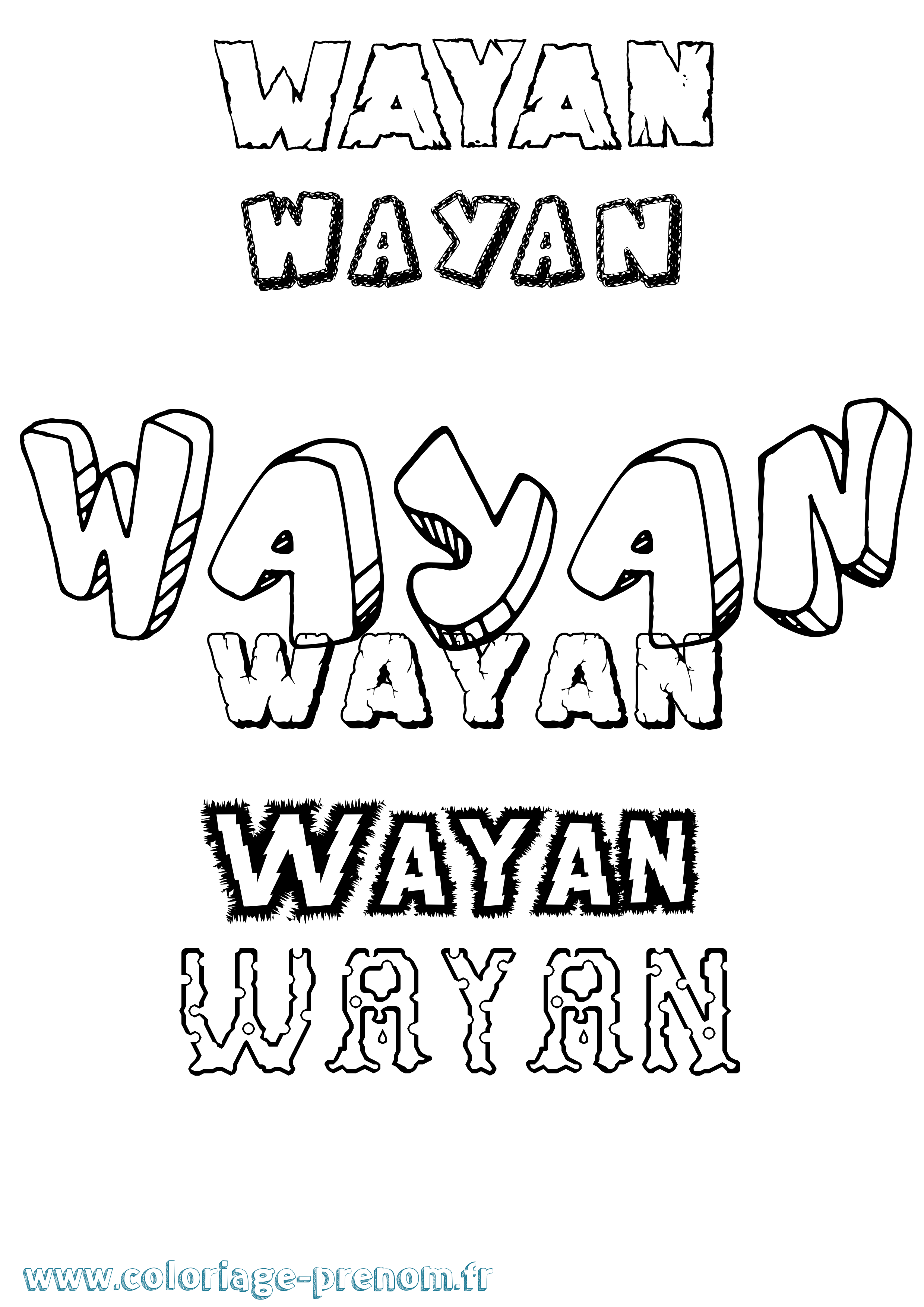 Coloriage prénom Wayan Destructuré