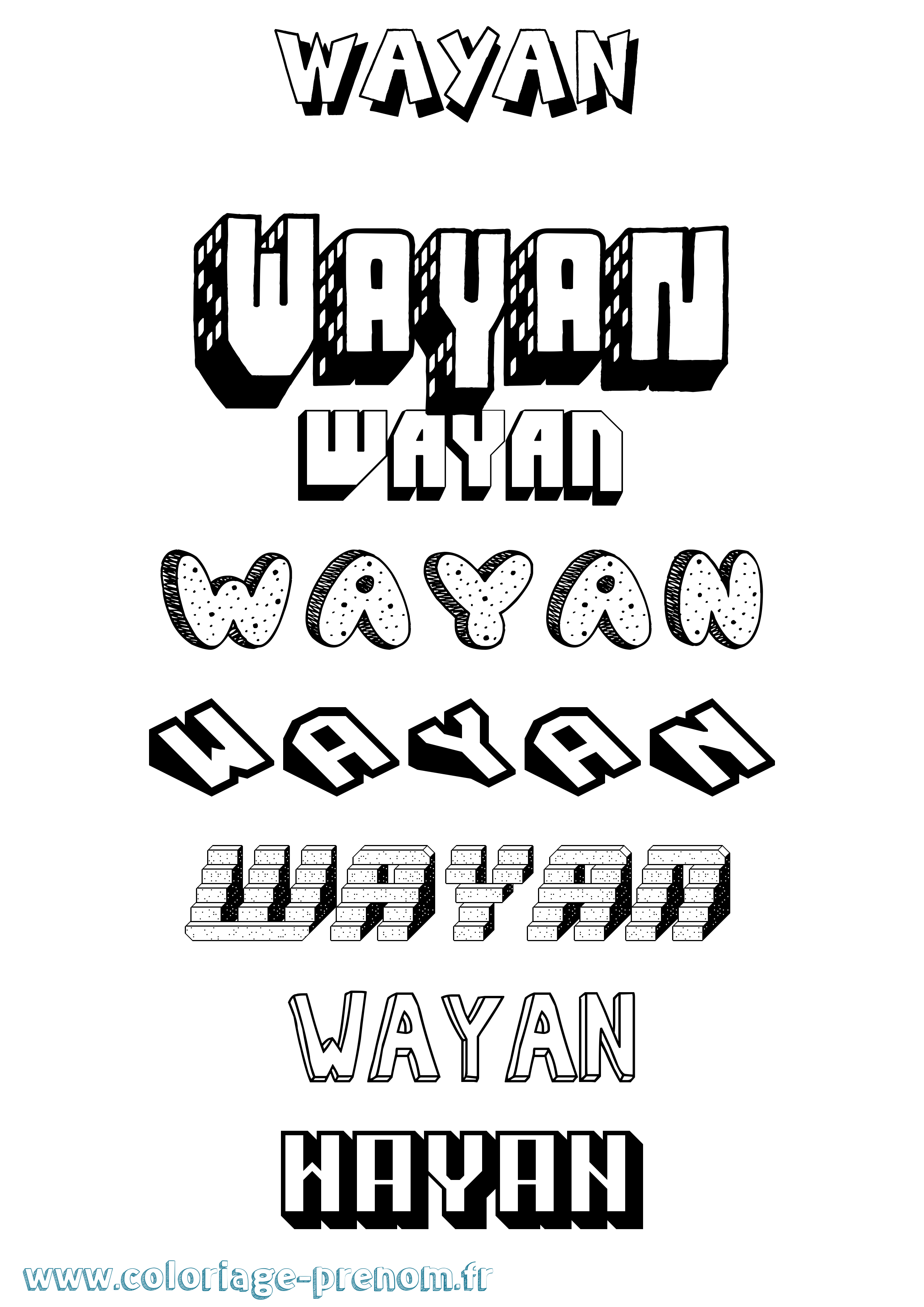 Coloriage prénom Wayan Effet 3D