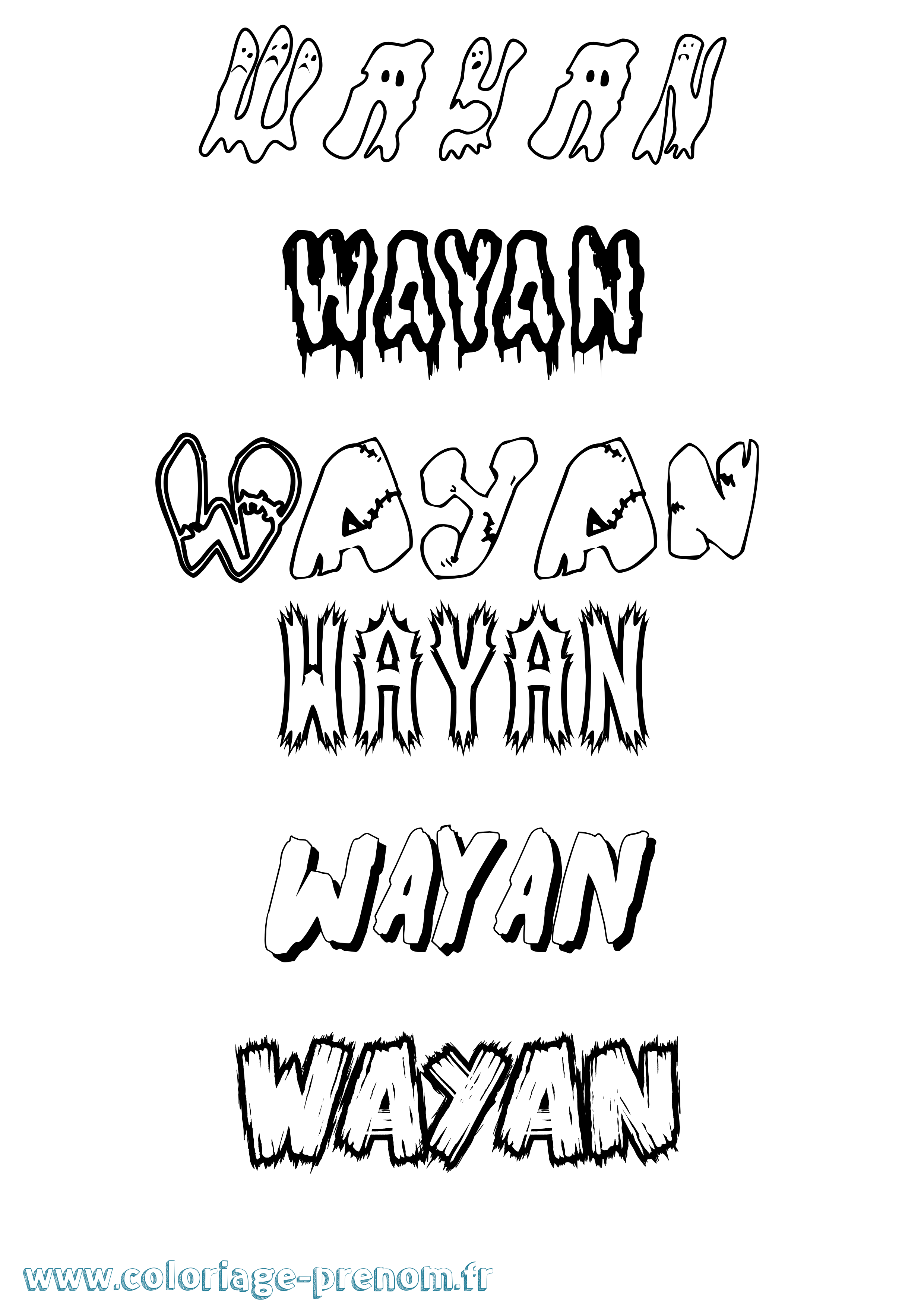 Coloriage Wayan Frisson Coloriage prénom Wayan Frisson