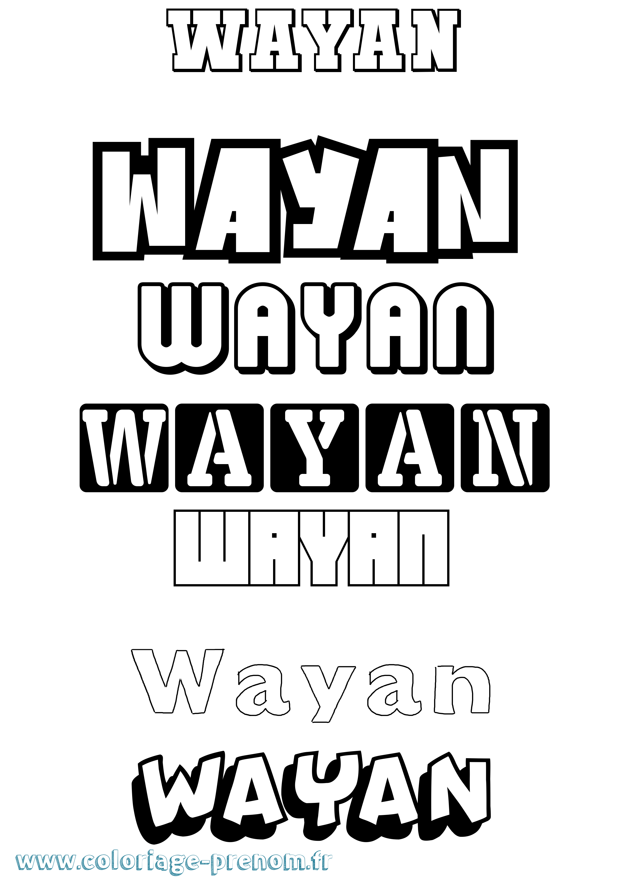 Coloriage Wayan Simple Coloriage prénom Wayan Simple
