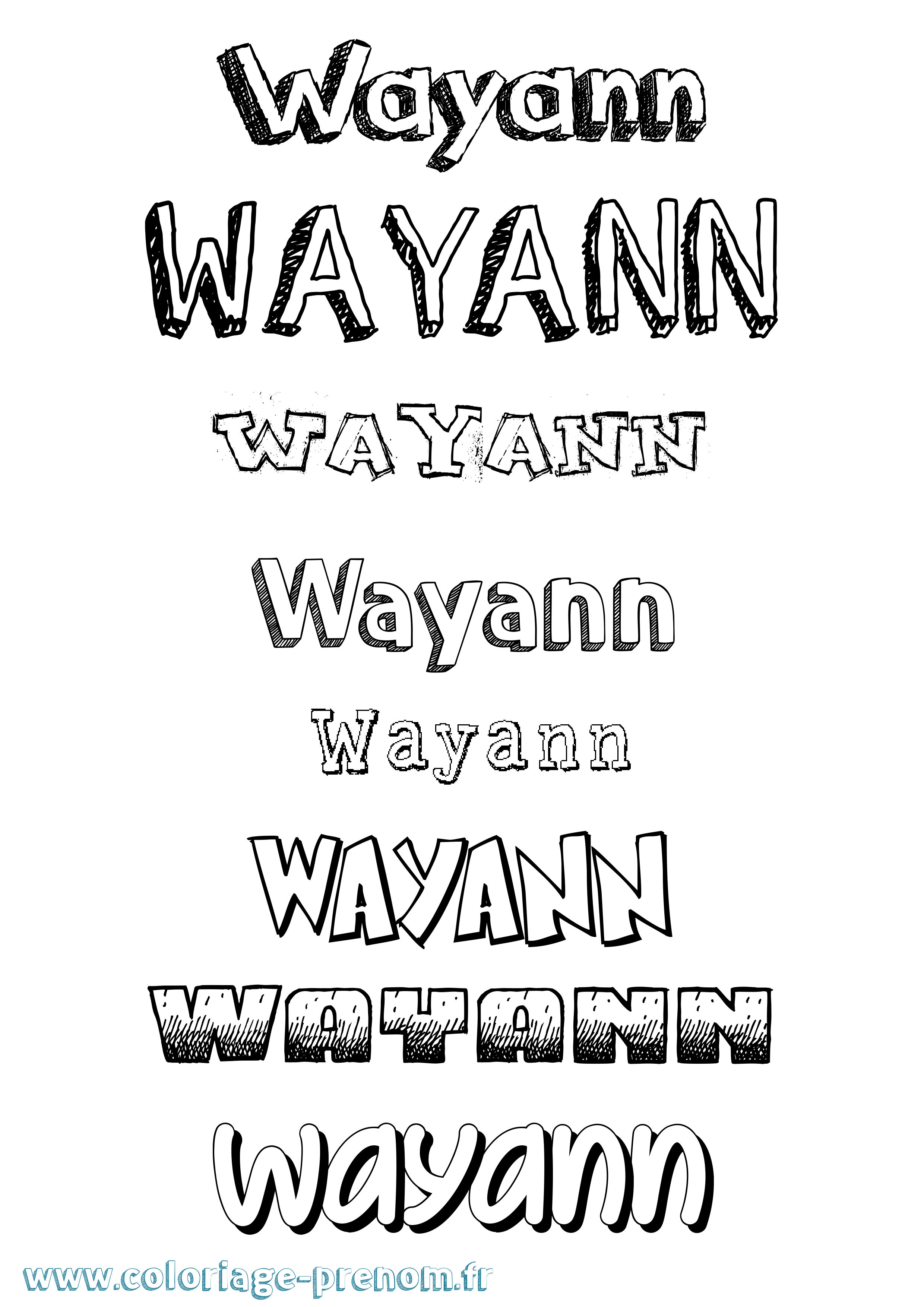 Coloriage prénom Wayann Dessiné