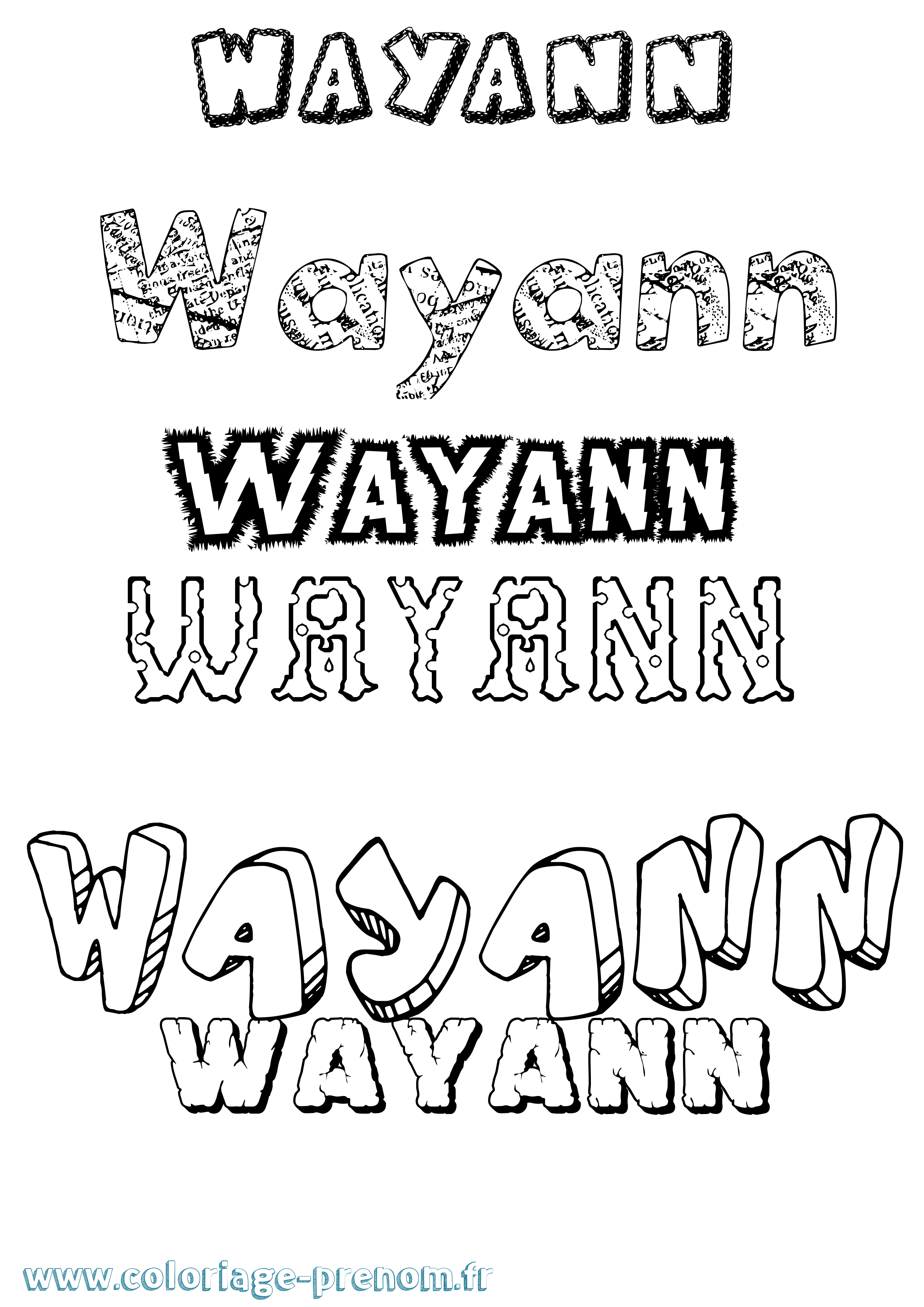 Coloriage prénom Wayann Destructuré