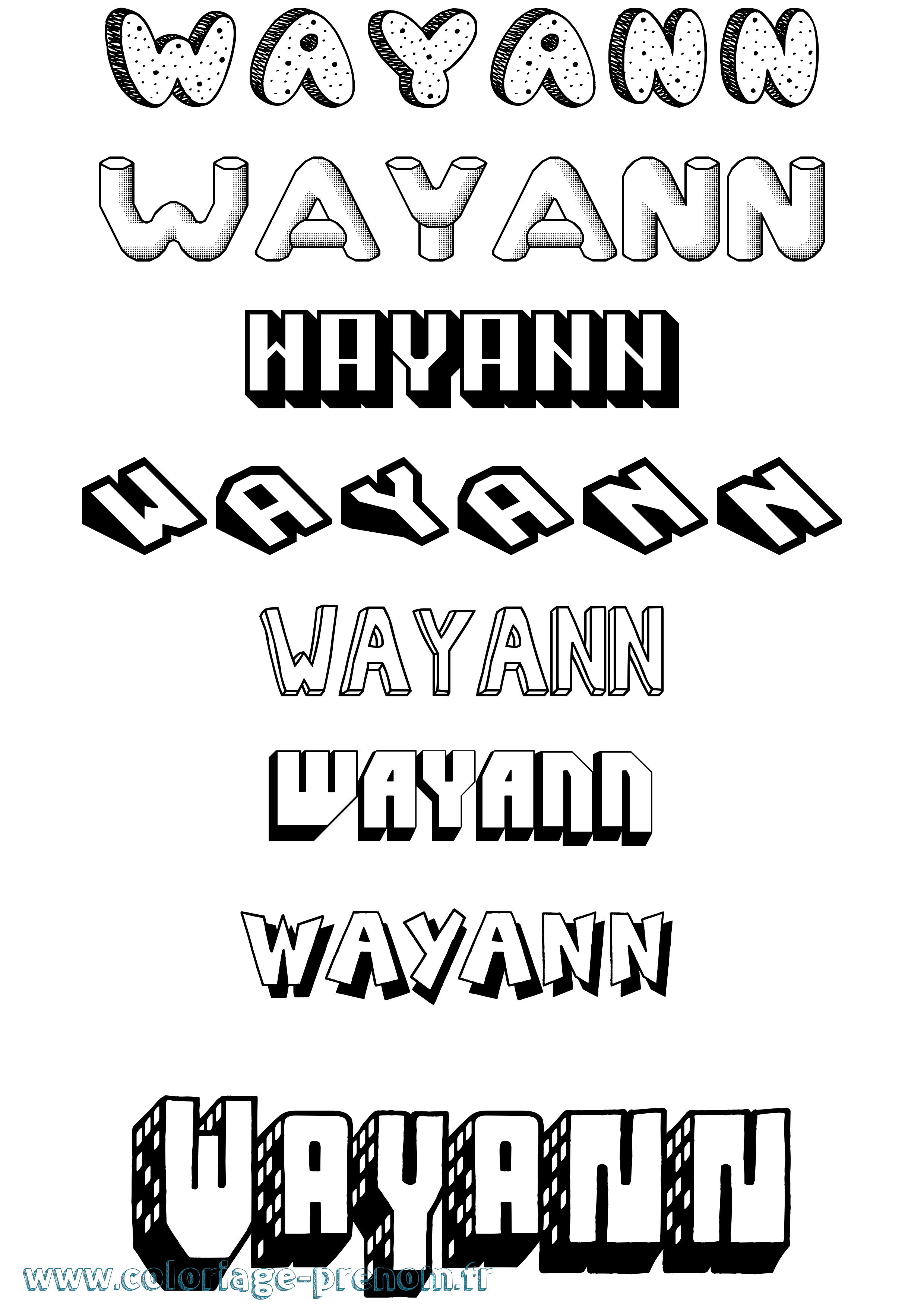 Coloriage prénom Wayann Effet 3D