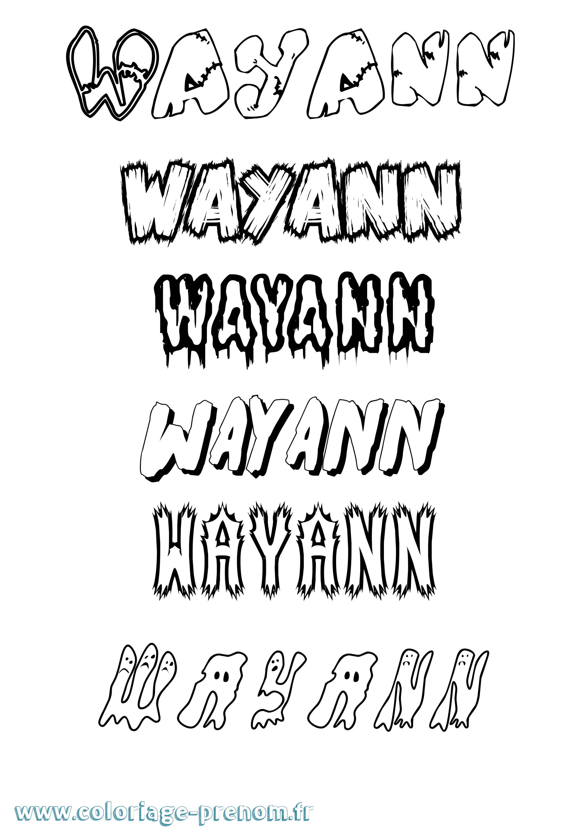 Coloriage prénom Wayann Frisson