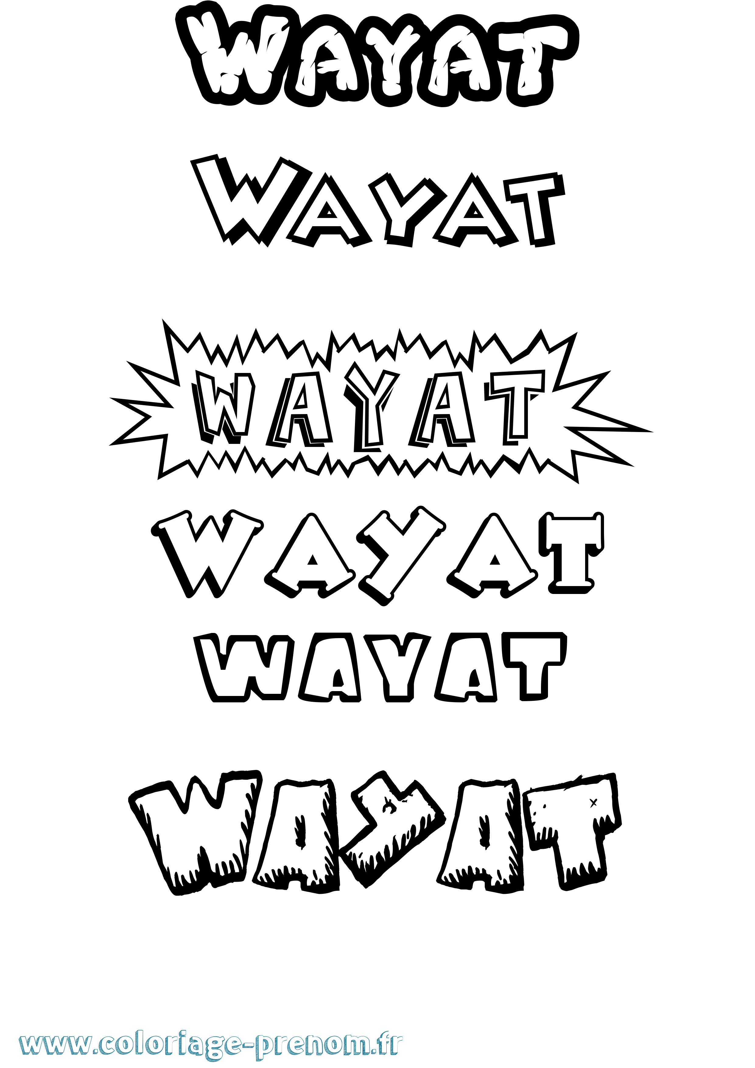 Coloriage prénom Wayat Dessin Animé