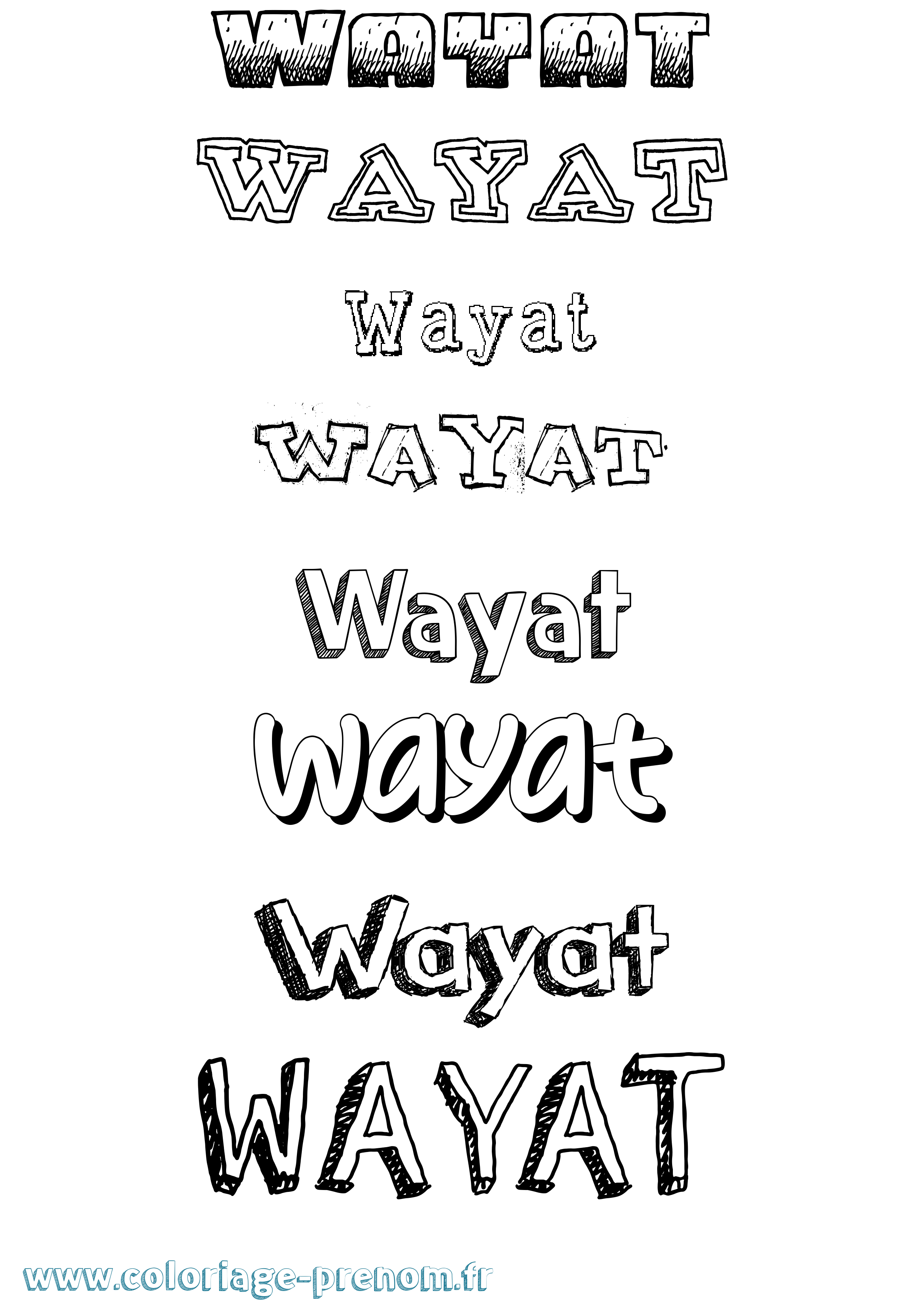 Coloriage Wayat Dessiné Coloriage prénom Wayat Dessiné