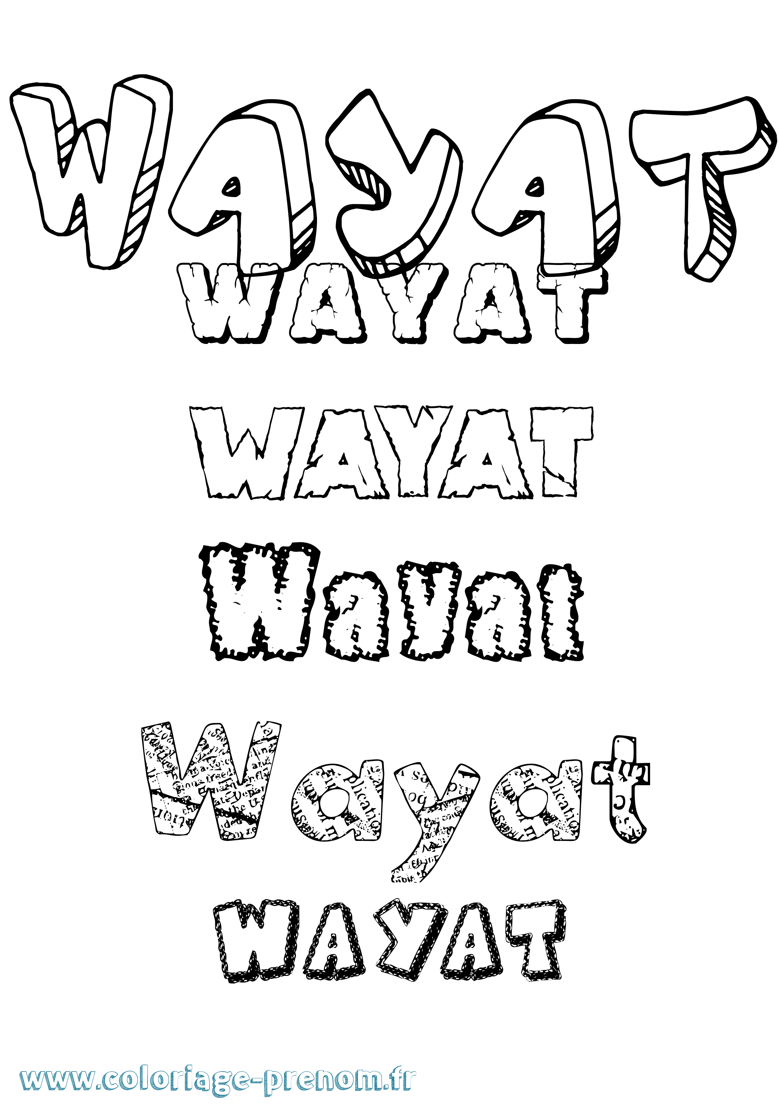 Coloriage prénom Wayat Destructuré