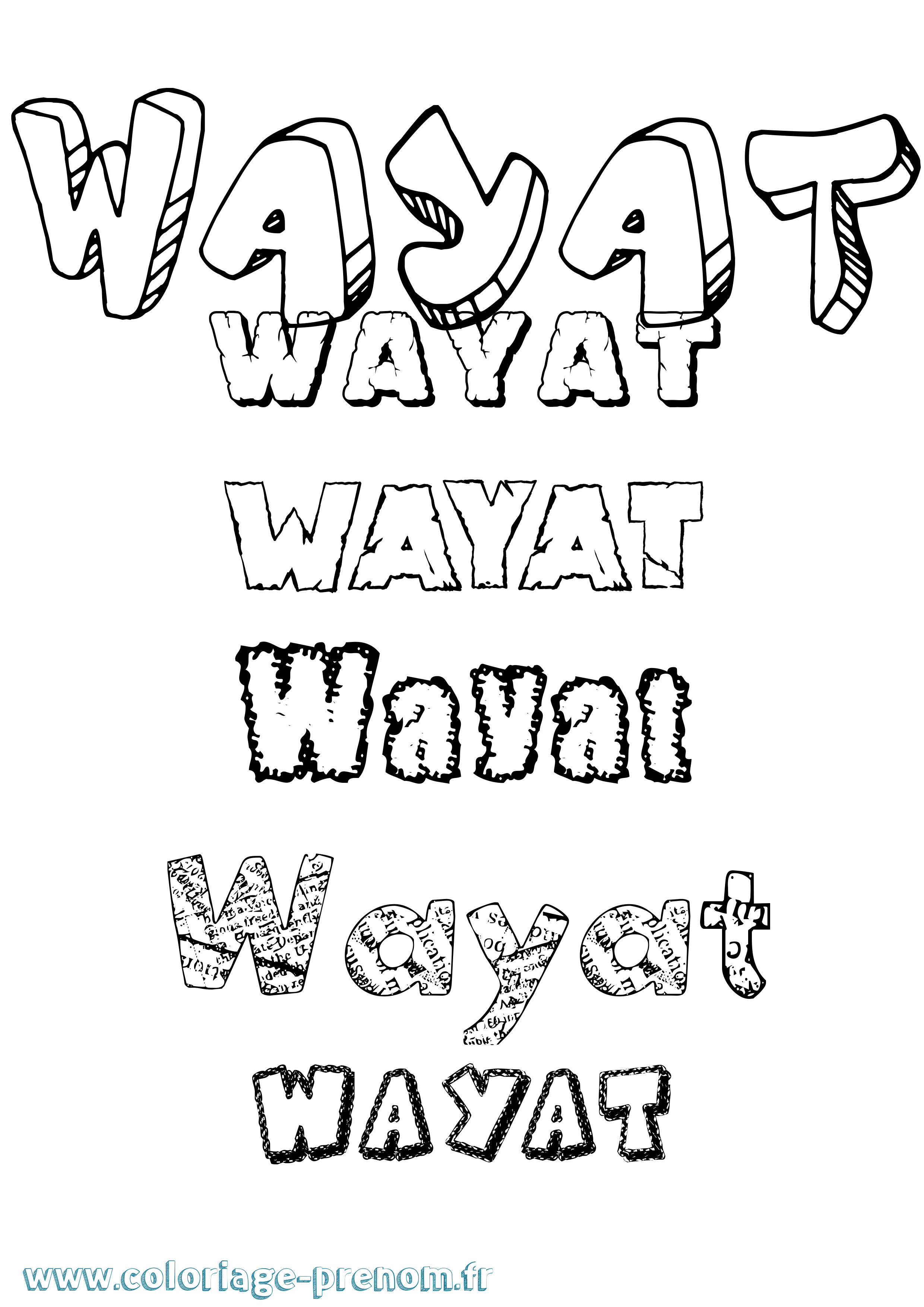 Coloriage Wayat Destructuré Coloriage prénom Wayat Destructuré
