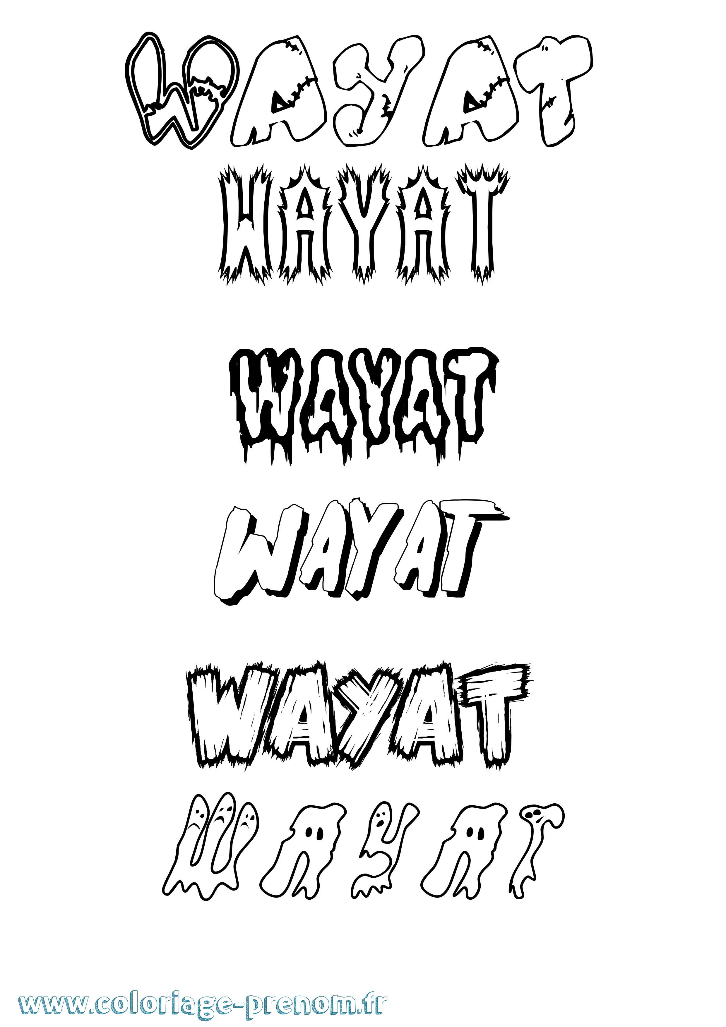 Coloriage Wayat Frisson Coloriage prénom Wayat Frisson