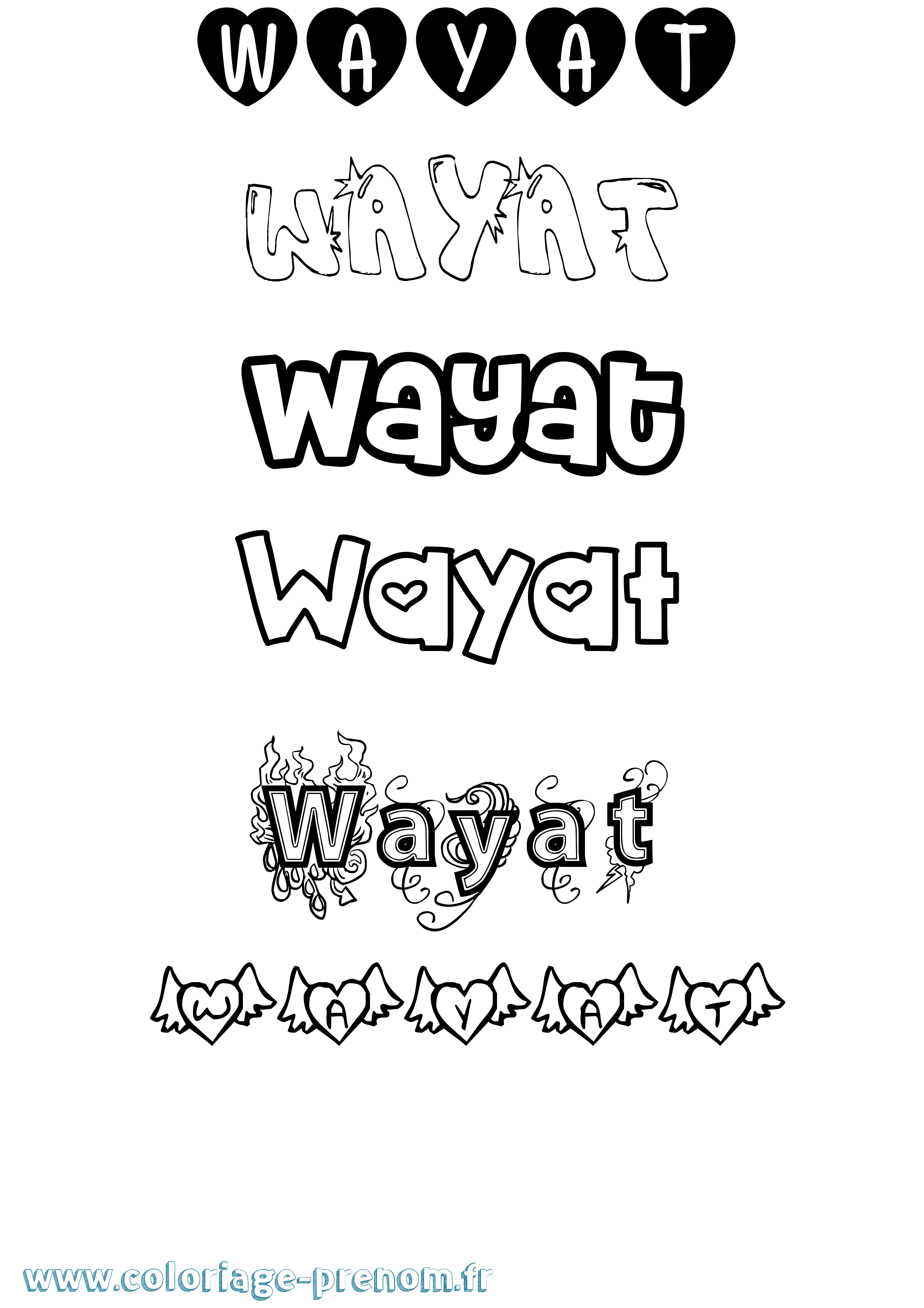 Coloriage Wayat Girly Coloriage prénom Wayat Girly