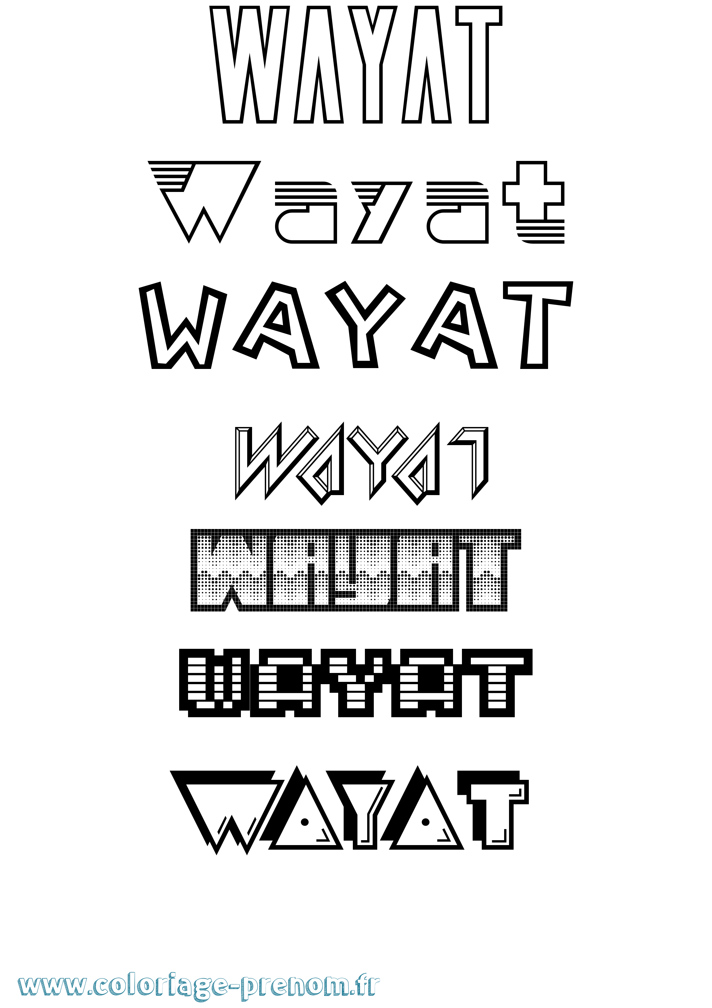 Coloriage Wayat Jeux Vidéos Coloriage prénom Wayat Jeux Vidéos
