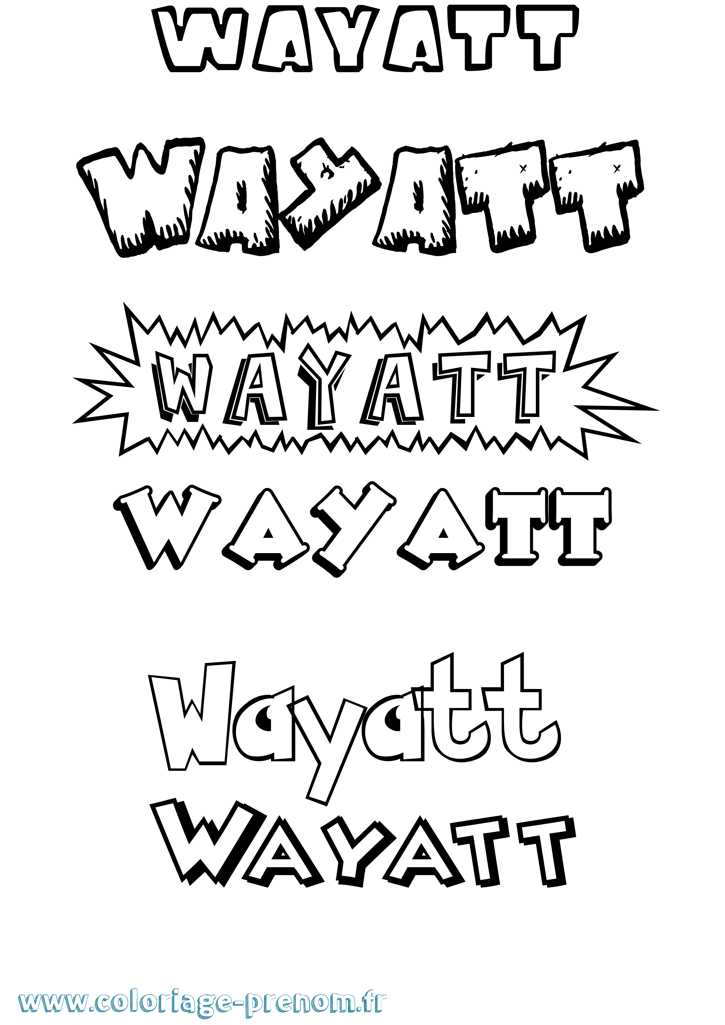 Coloriage prénom Wayatt Dessin Animé