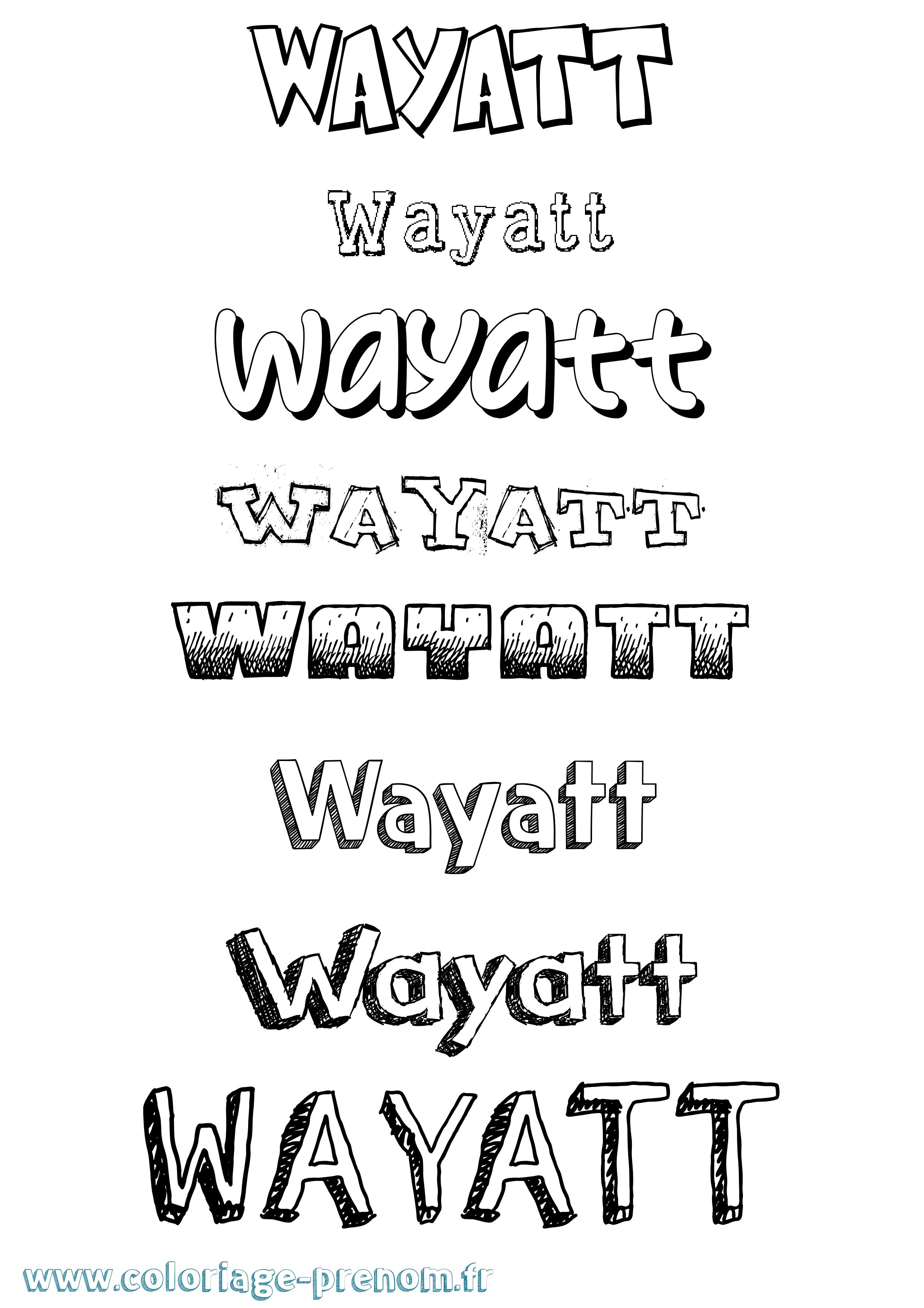 Coloriage prénom Wayatt Dessiné