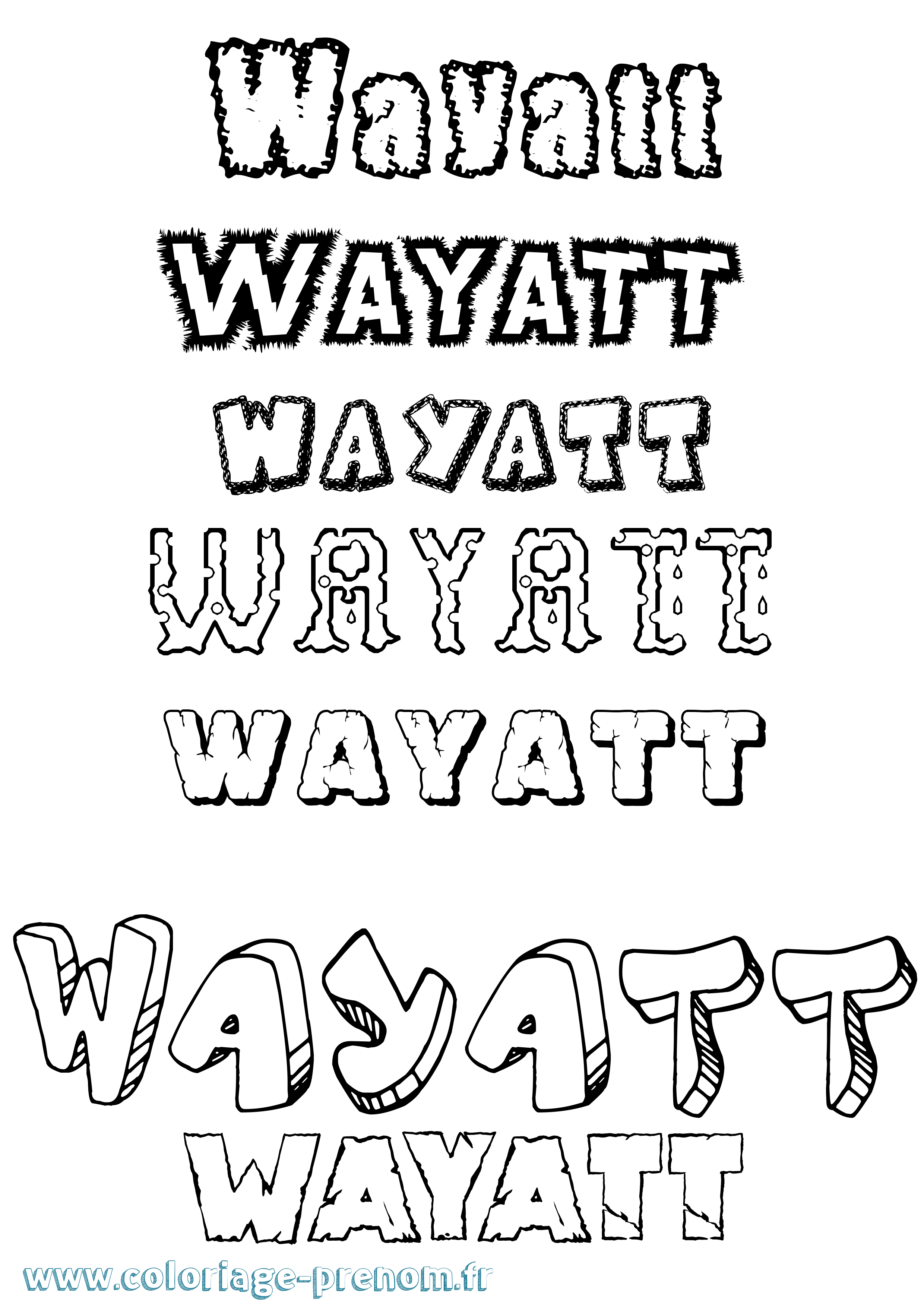 Coloriage prénom Wayatt Destructuré