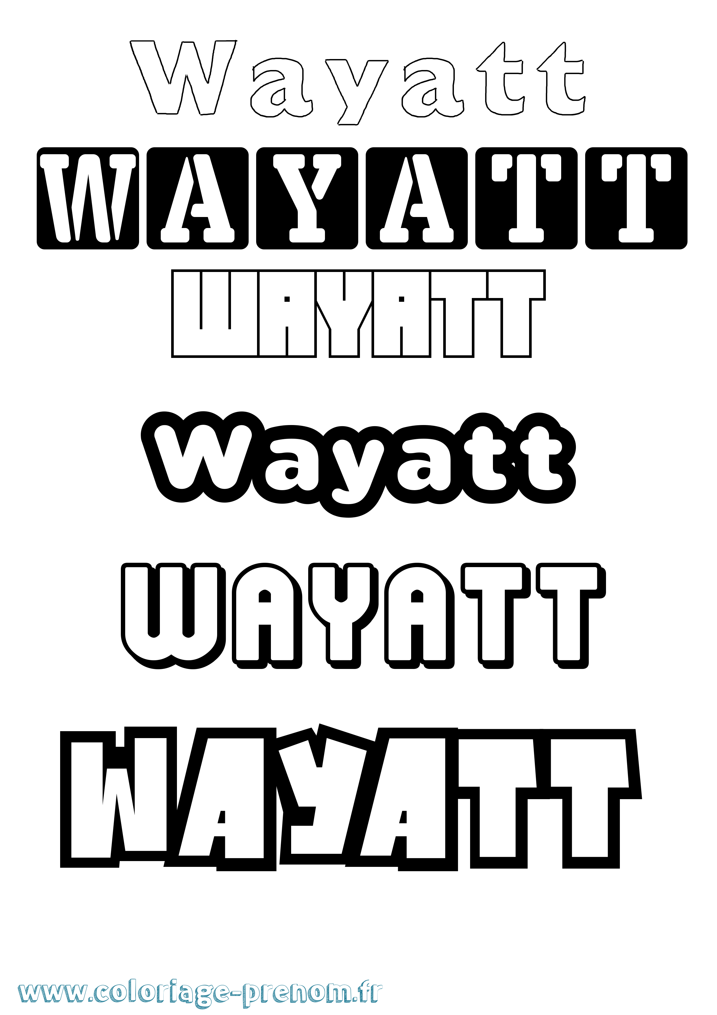 Coloriage prénom Wayatt Simple