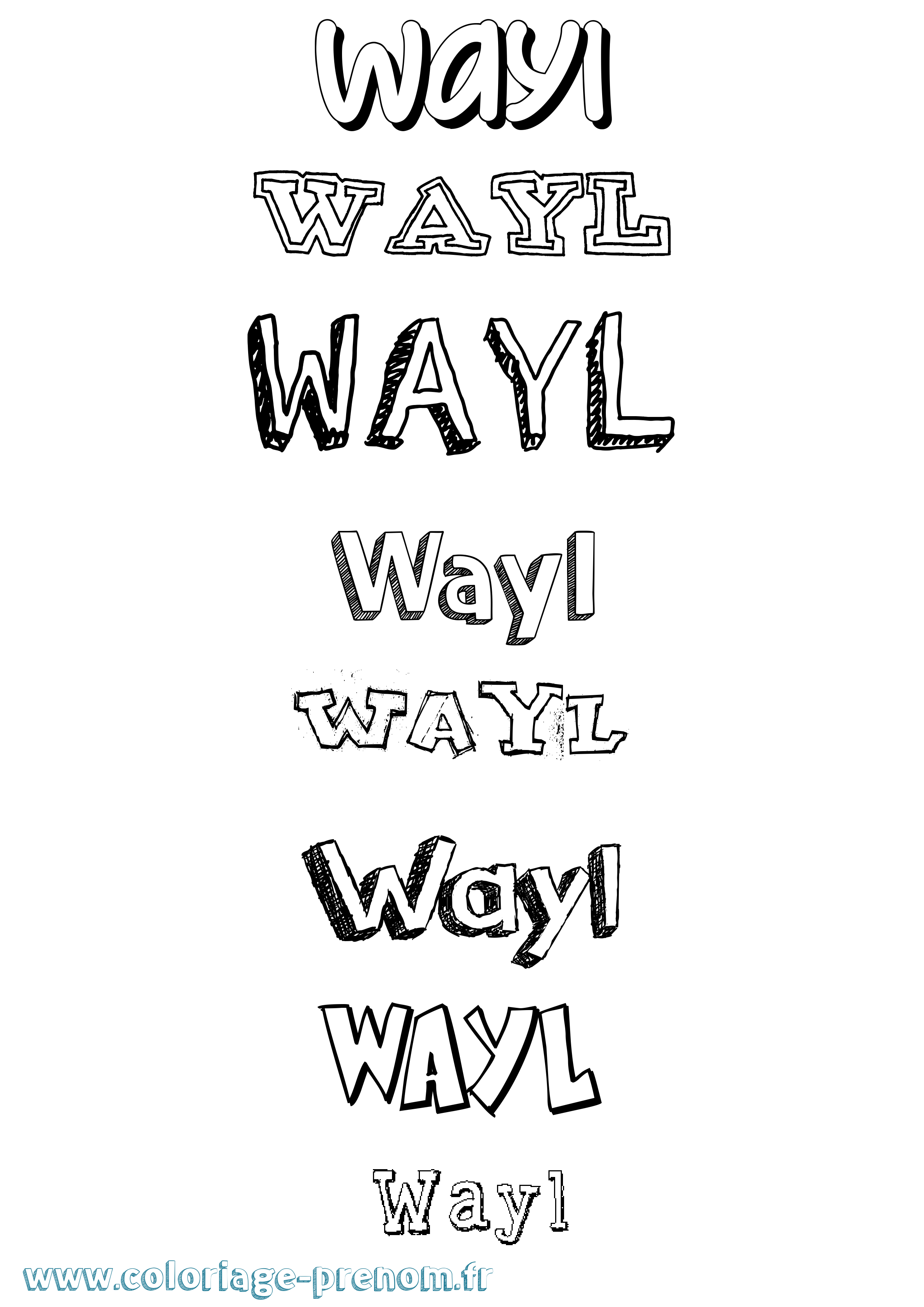 Coloriage prénom Wayl Dessiné