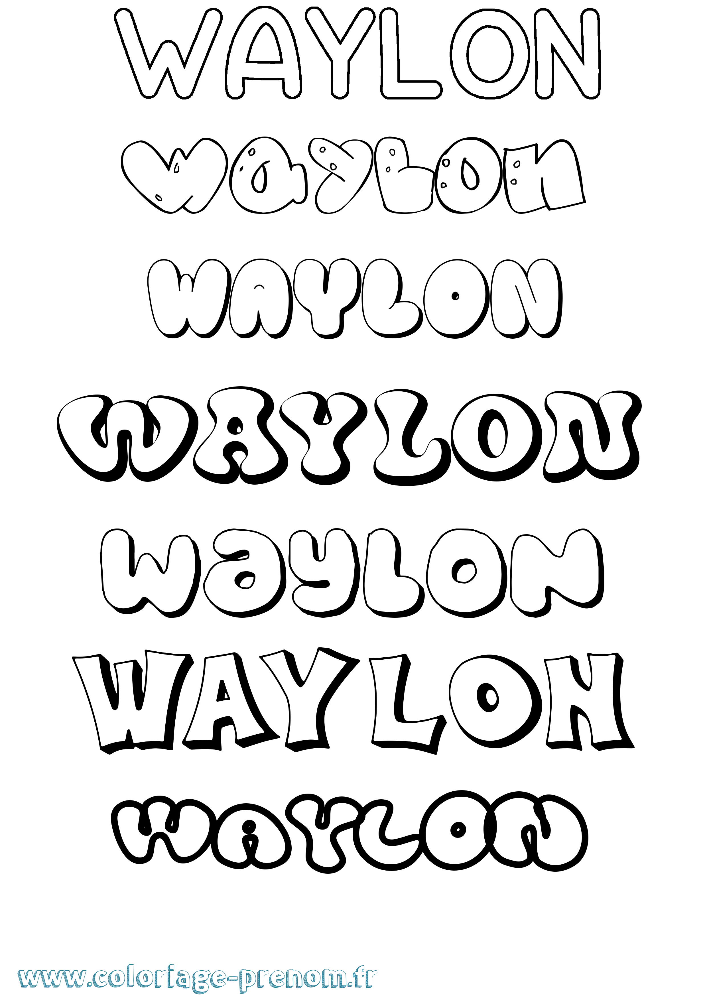 Coloriage prénom Waylon Bubble