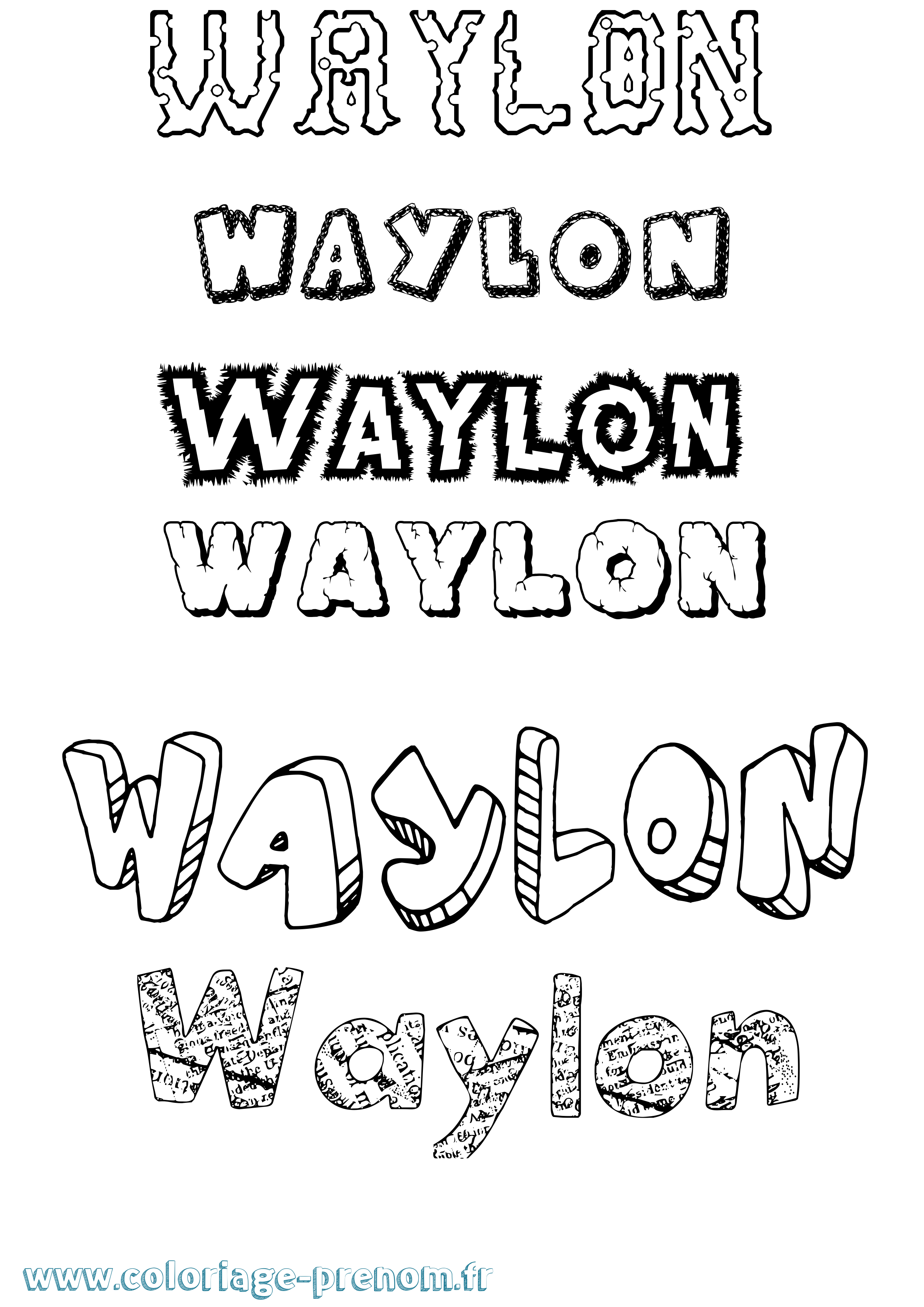 Coloriage prénom Waylon Destructuré
